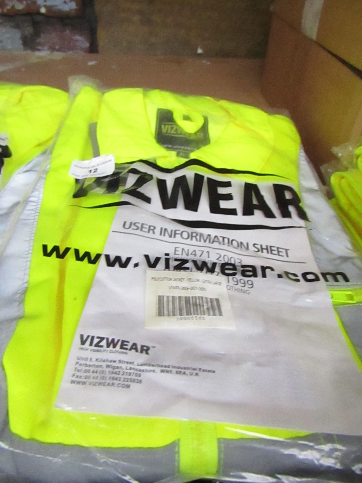 VIZWEAR SET - 1x Vizwear - Polycotton Jacket Hi-Vis Yellow - Size XL - Unused & Packaged. 1x Vizwear