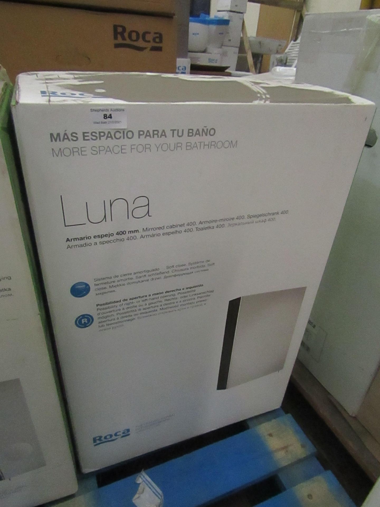 Roca Luna 400mm bathroom mirror, new and boxed.