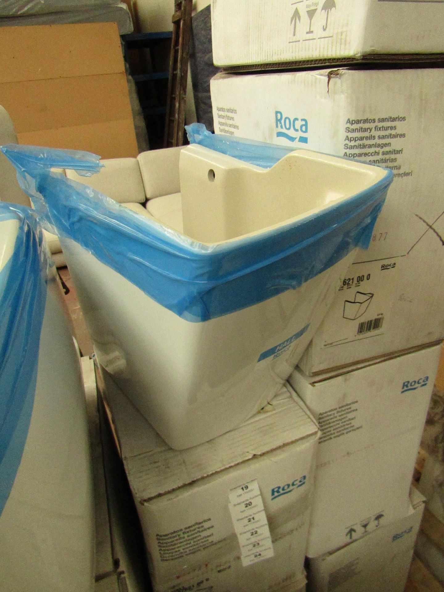 Roca Hall semi pedestal, new and boxed.