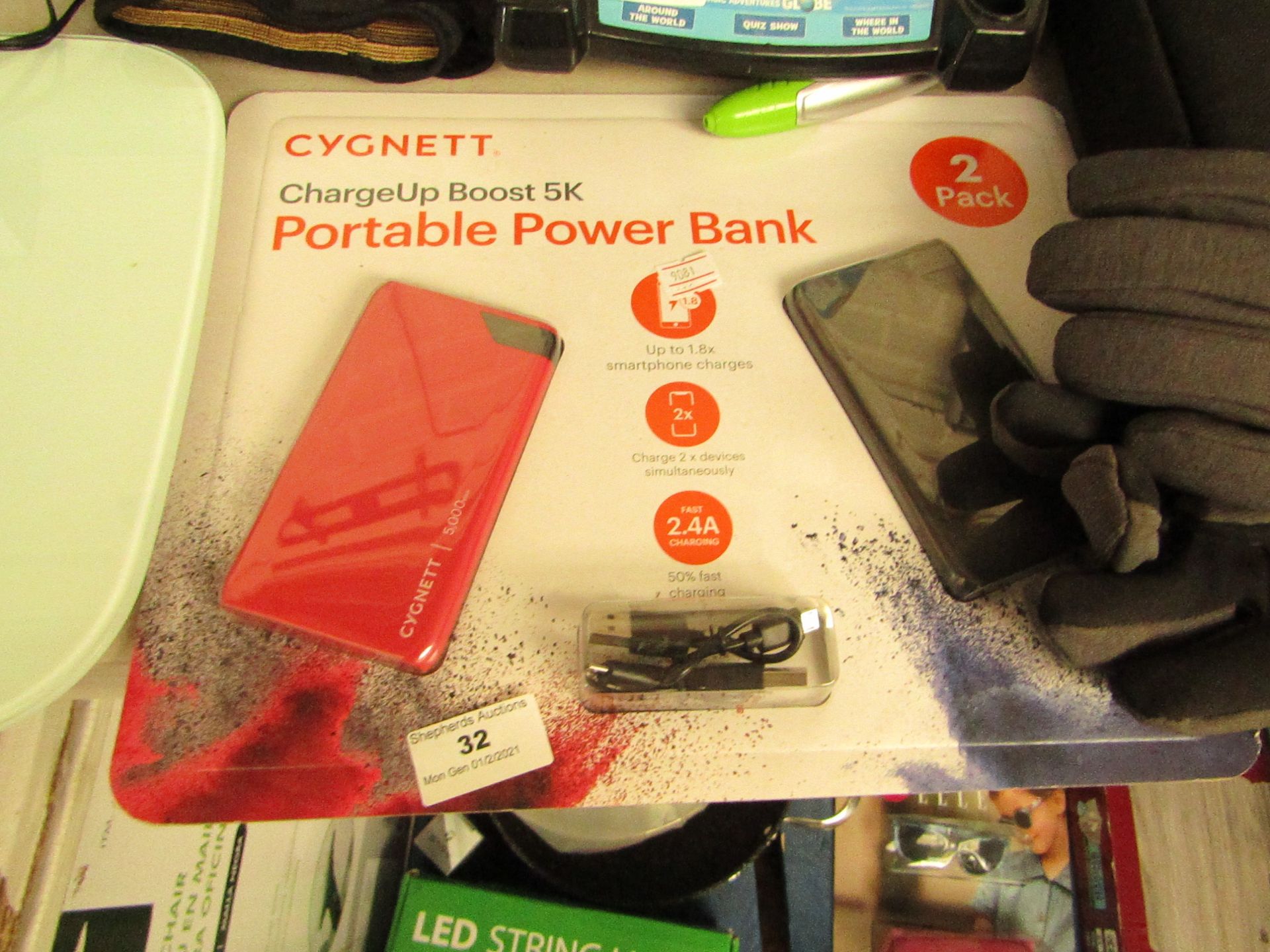 Cygnett - Charge Up Boost 5k Portable Power Bank (Set of 2) - Unused & Packaged.