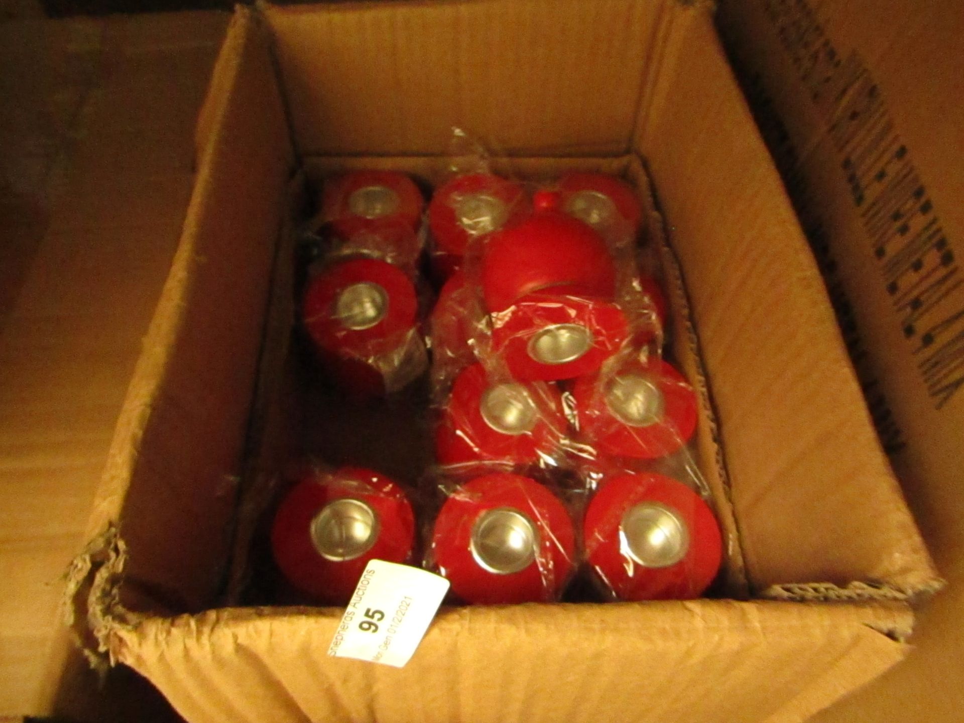 12x Red Taper Candle Holders - All Packaged.