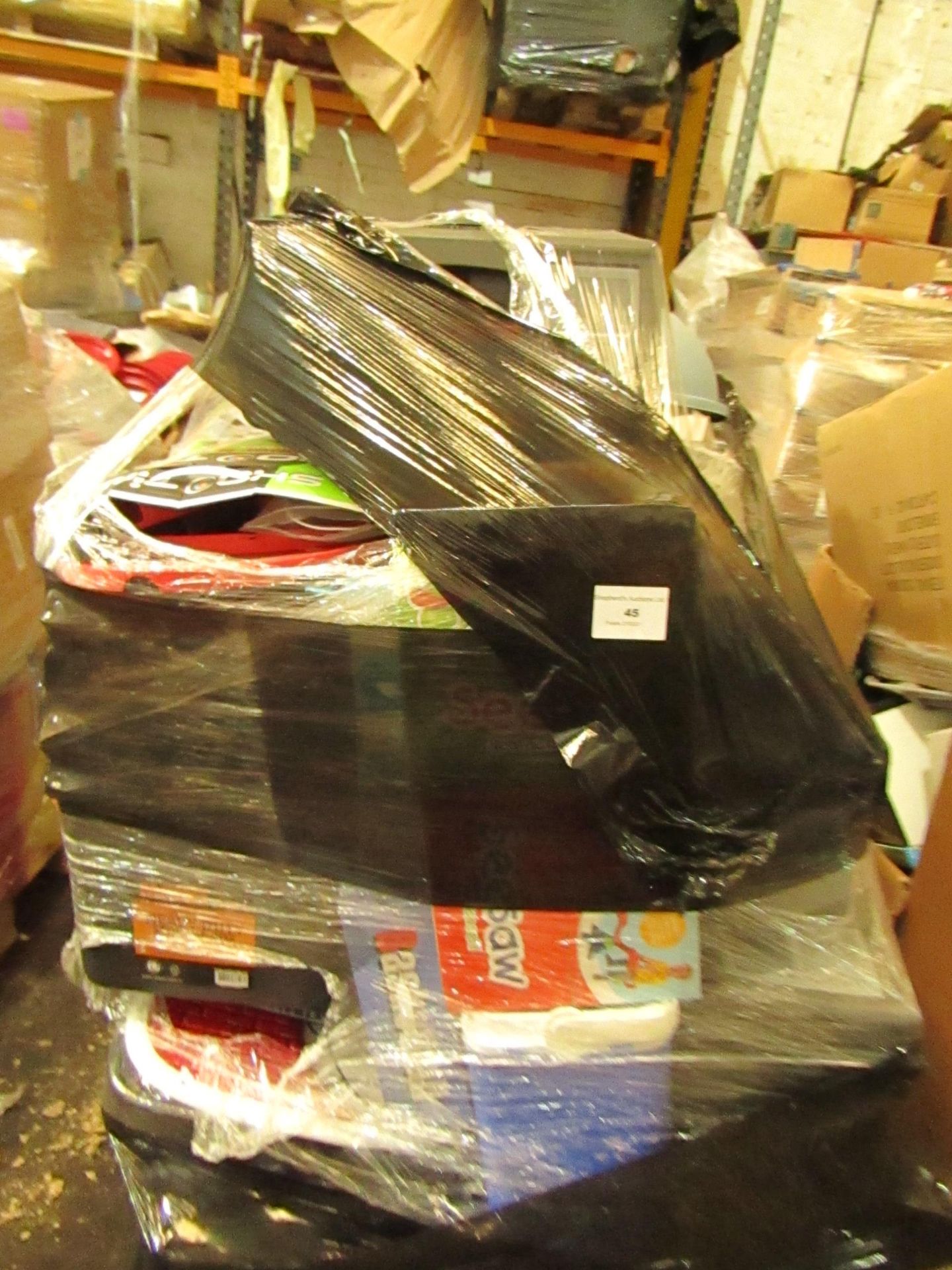 A pallet of Mixed raw customer returns and sample stock, the pallet is unmanifested and typically