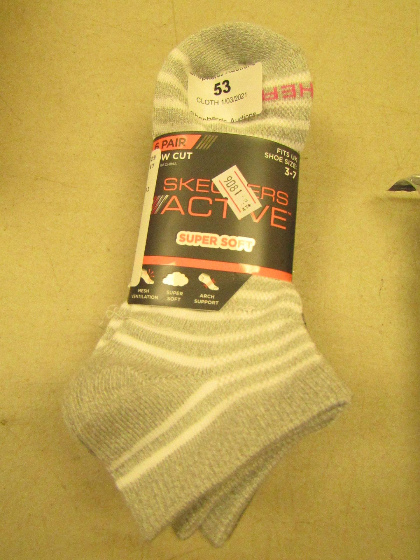 6 x pair of Skechers Active Super Soft Low Cut Socks size 3-7 new & packaged