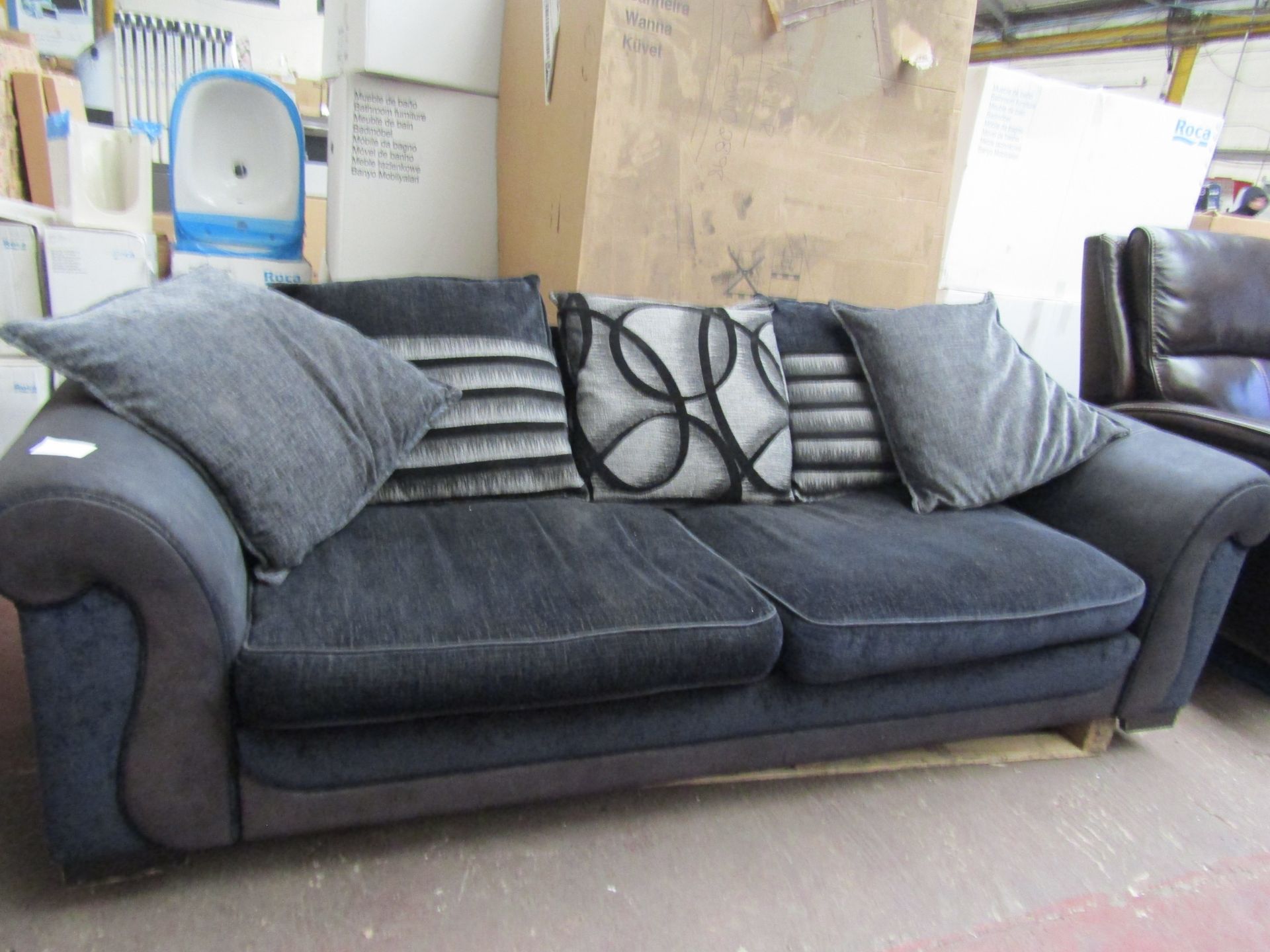 | 1X | MADE.COM 3 SEATER (2 CUSHION) SOFA WITH SCATTER CUSHION BACK | IN GOOD CONDITION UT NEEDS A