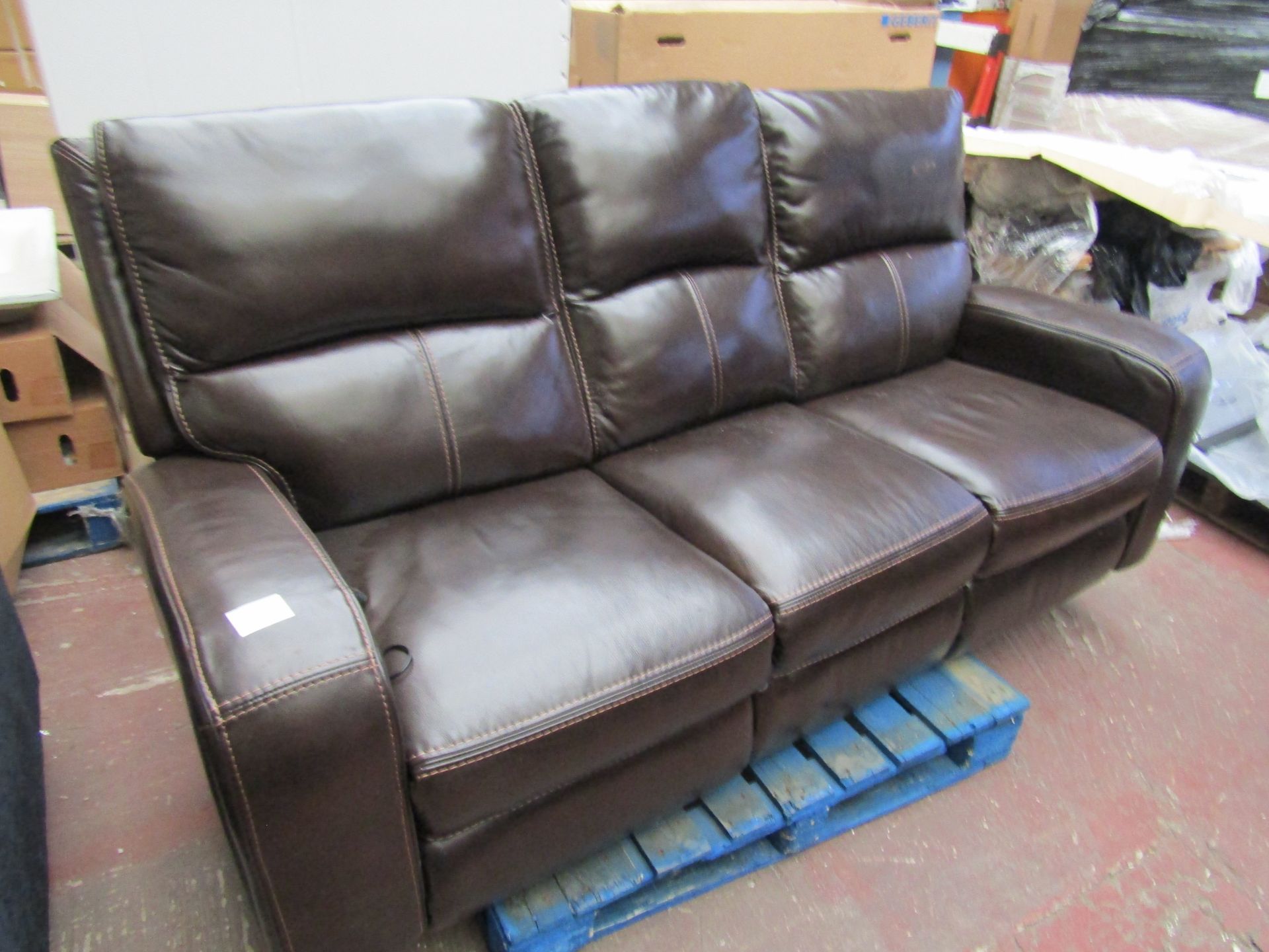 Zach Three seater leather electric recliner, untested but no major damage.