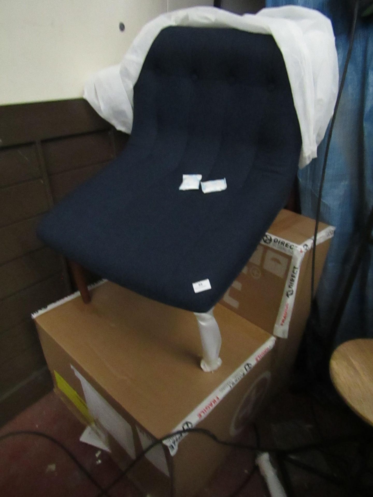 | 1x | MADE.COM HALBERT ACCENT ARMCHAIR BLUE WEAVE | GOOD CONDITION & BOXED | RRP CIRCA £199 |