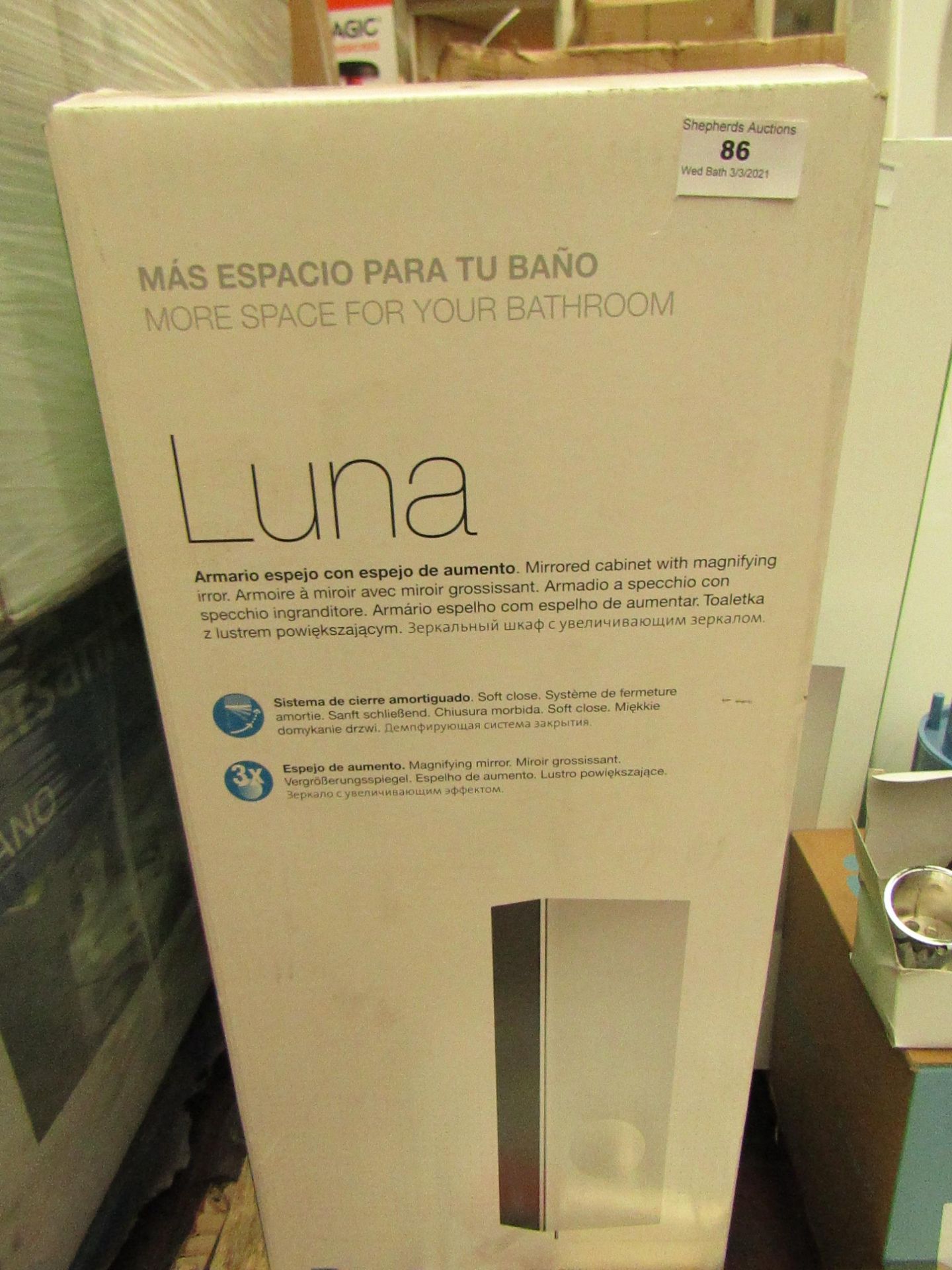Roca Luna bathroom mirror, new and boxed.