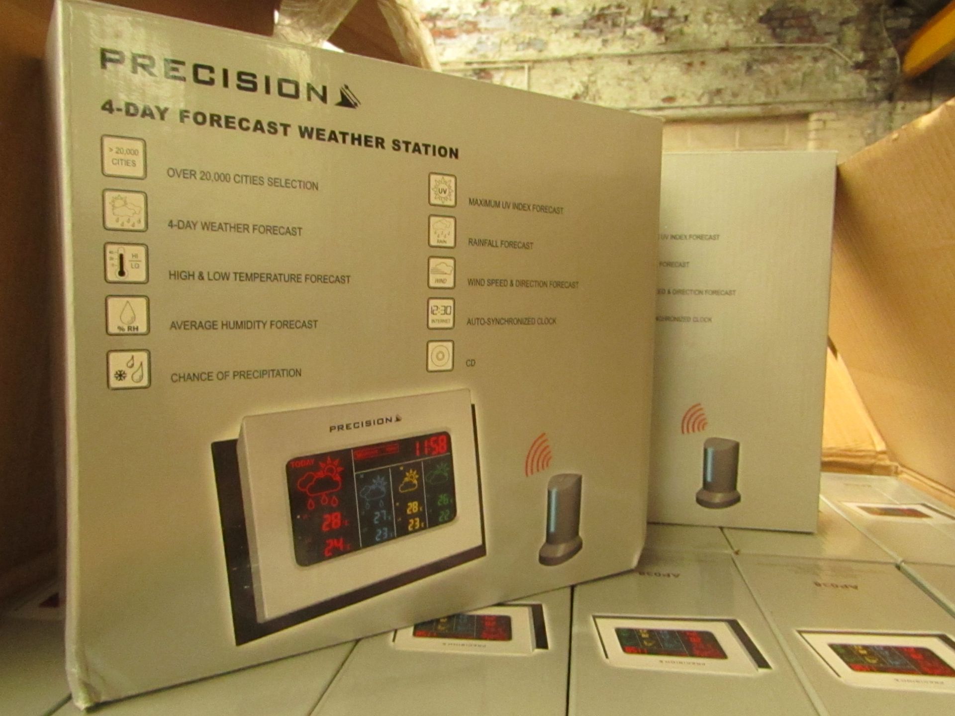 2 x Precision AP038 4 Day Forecast Weather Station + Wireless Router Transmitter boxed unchecked