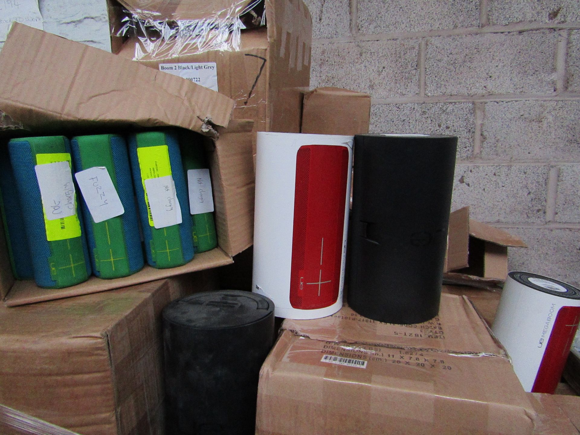 6X UE Megaboom speaker, unchecked. PLEASE NOTE, this lot is picked at random and you may receive a