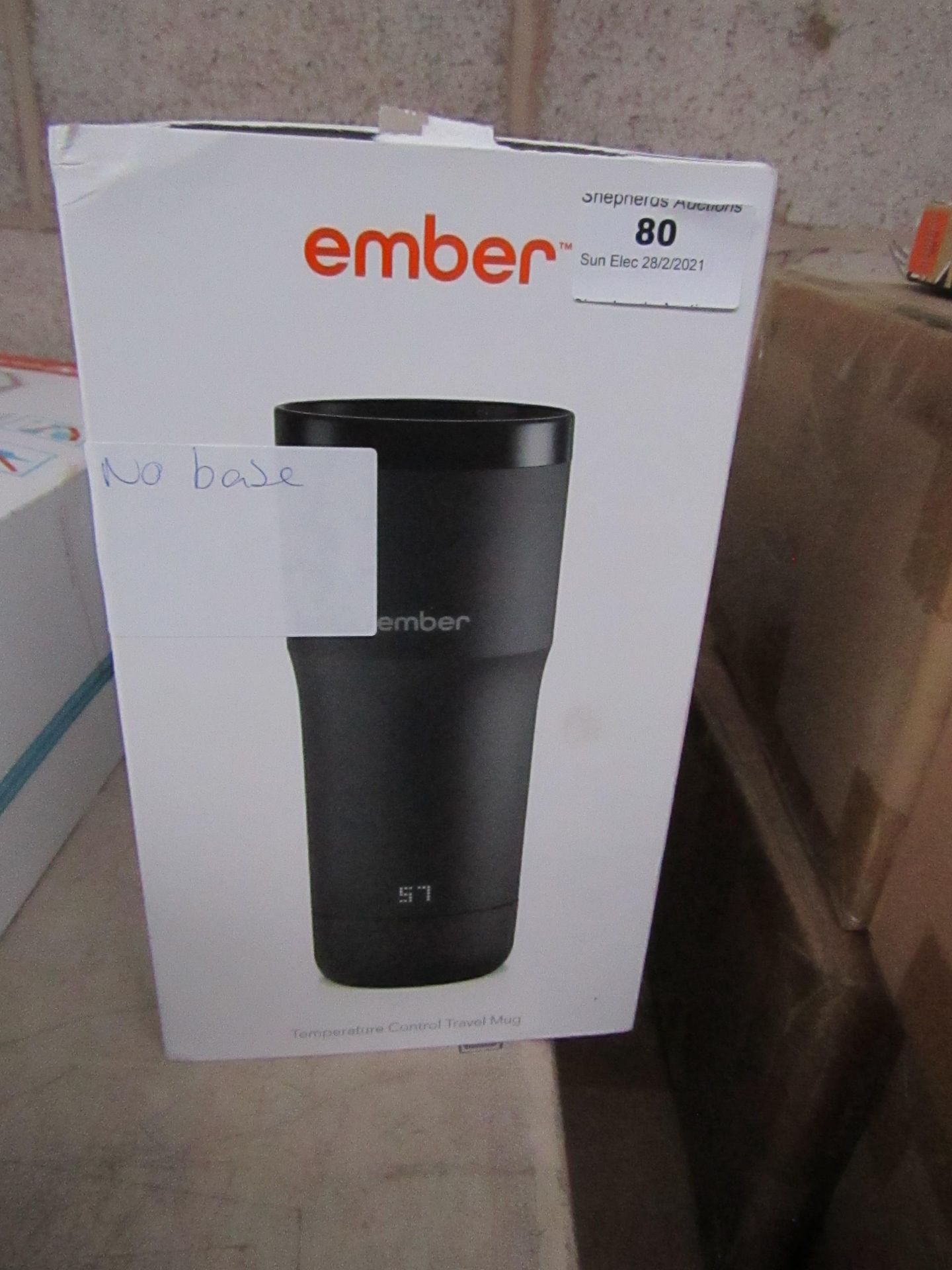 Ember temperature control travel mug, missing base and boxed. RRP £110.00