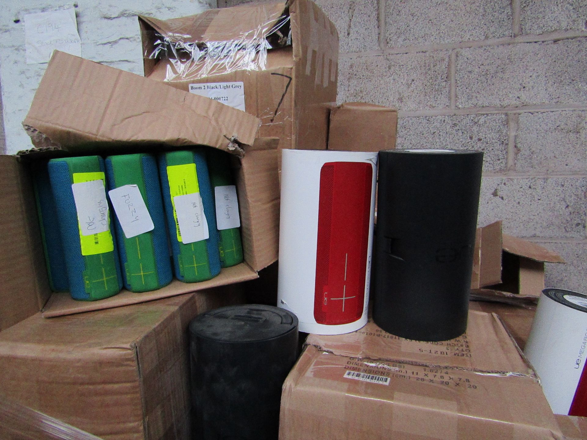 6X UE Megaboom speaker, unchecked. PLEASE NOTE, this lot is picked at random and you may receive a