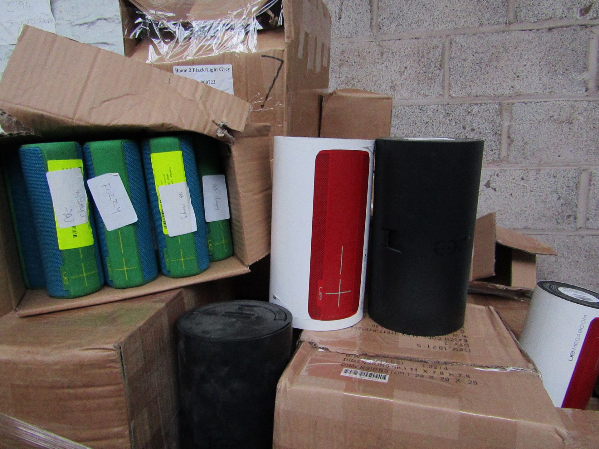 6X UE Megaboom speaker, unchecked. PLEASE NOTE, this lot is picked at random and you may receive a