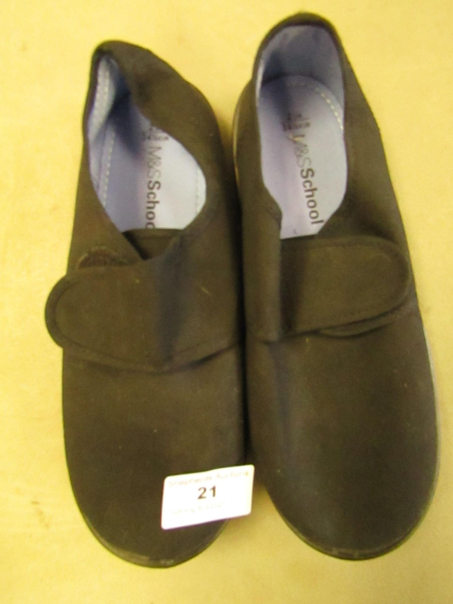 Marks & Spencers Black School Pumps Size 2 Velcrow Fastener