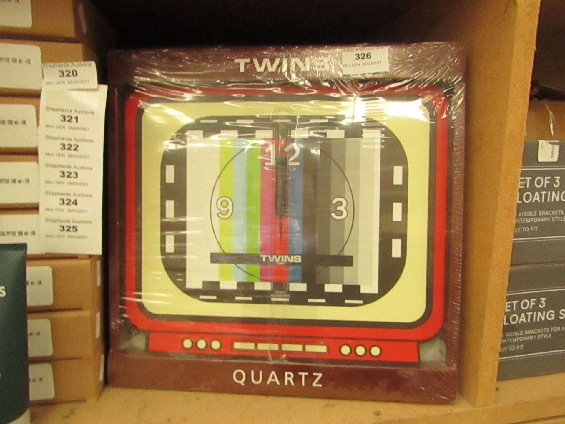 Twins - Tv Interference Inspired Clock - Unused & Packaged.