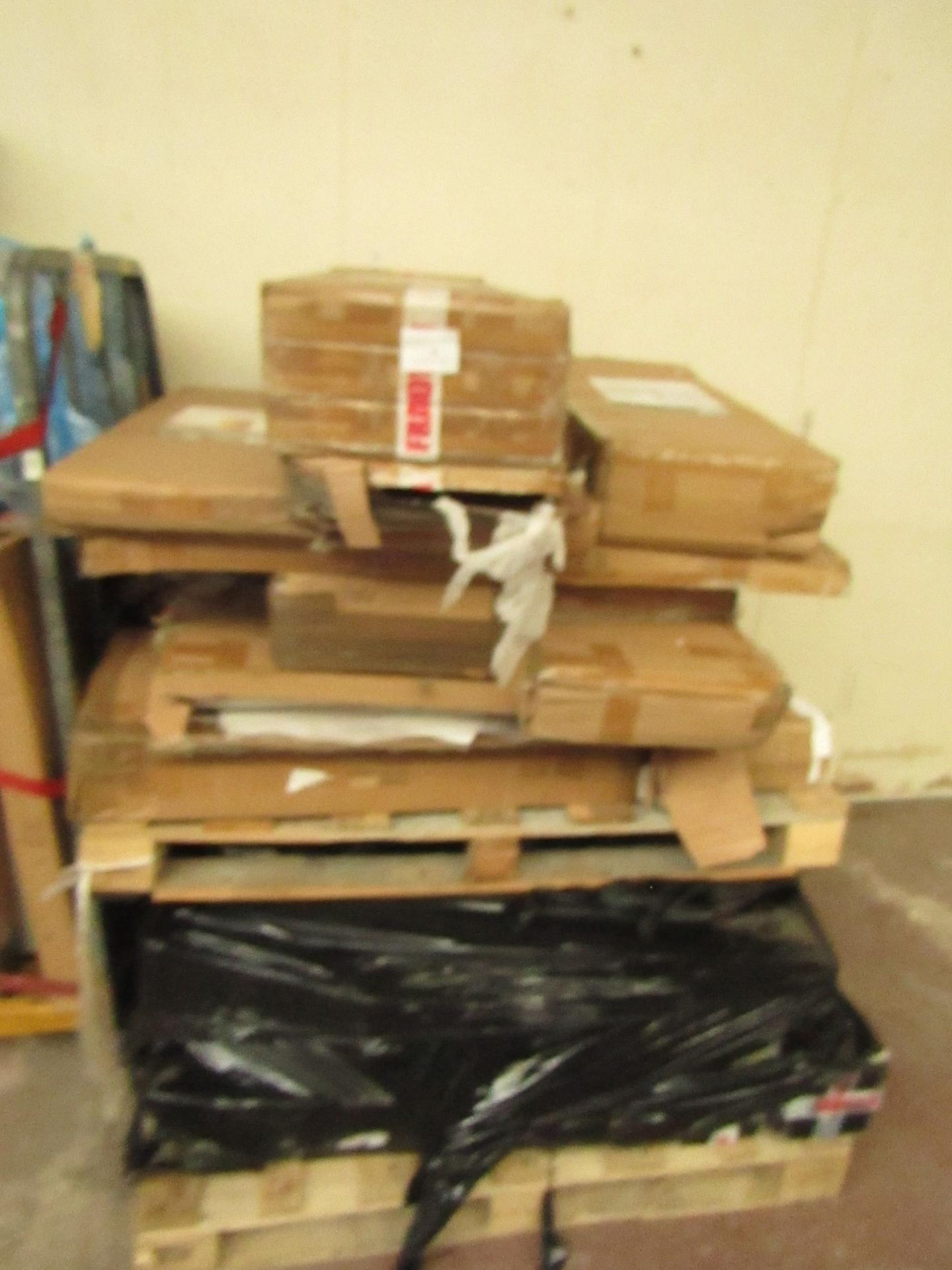 A Pallet, approx 5ft to 6ft tall of raw customer household returns from a large online retailer,