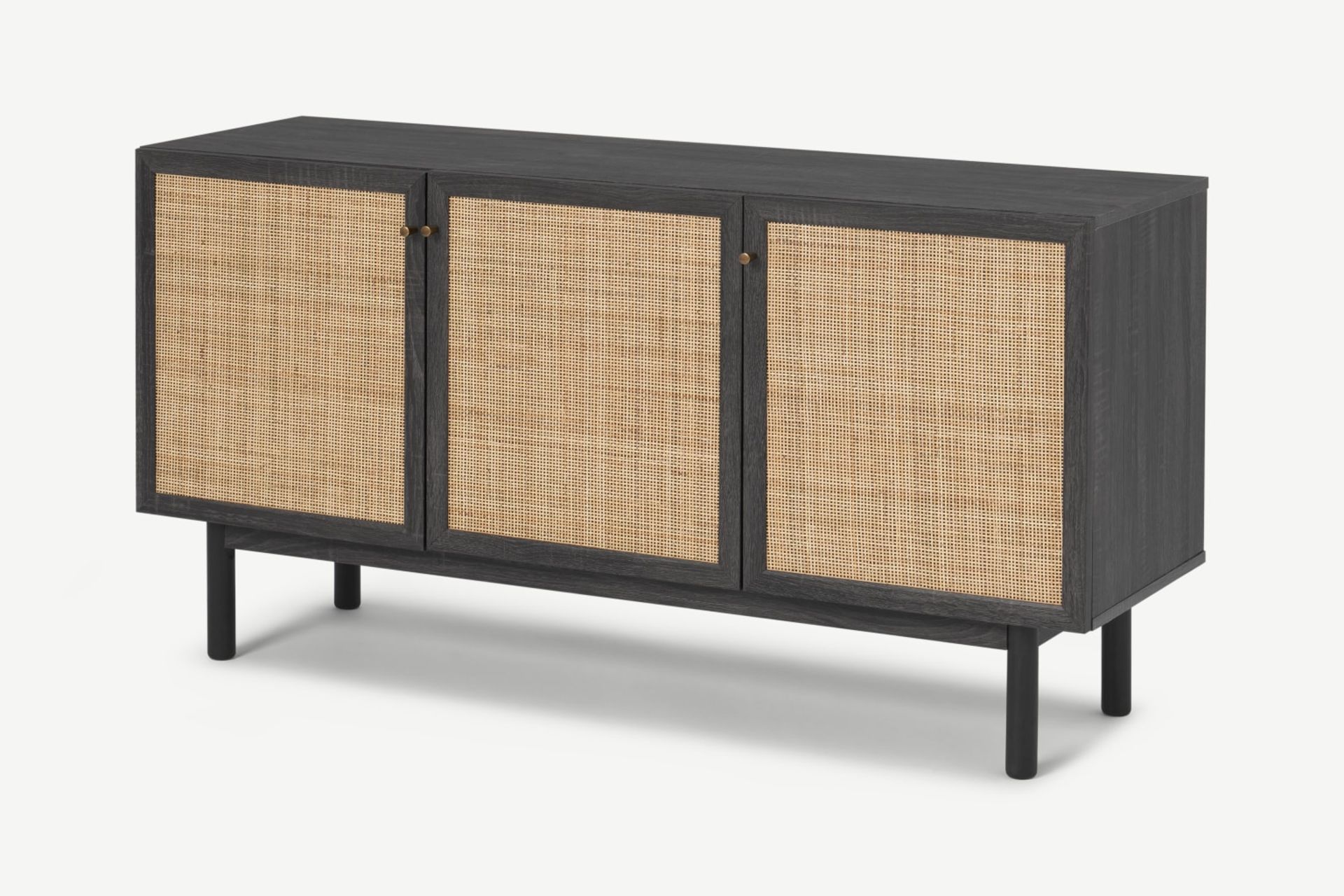 | 1X | MADE.COM PAVIA SIDEBOARD, BLACK WOOD EFFECT & RATTAN 2/2 | UNCHECKED & BOXED | RRP £299 |