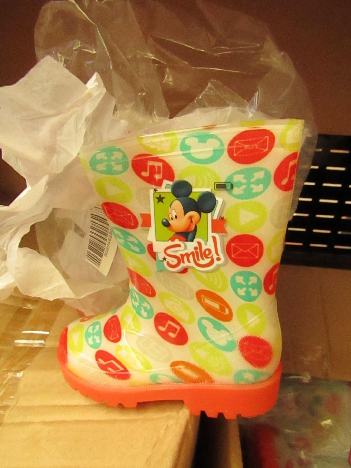 1x Disney Mickey Mouse Wellies - Size 24/25, with Tags - Unused & Packaged