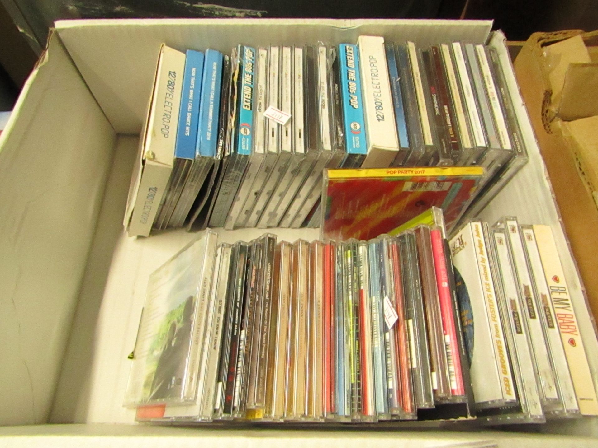 Box Containing Approx 50+ Various Assorted CD's - Used Condition.