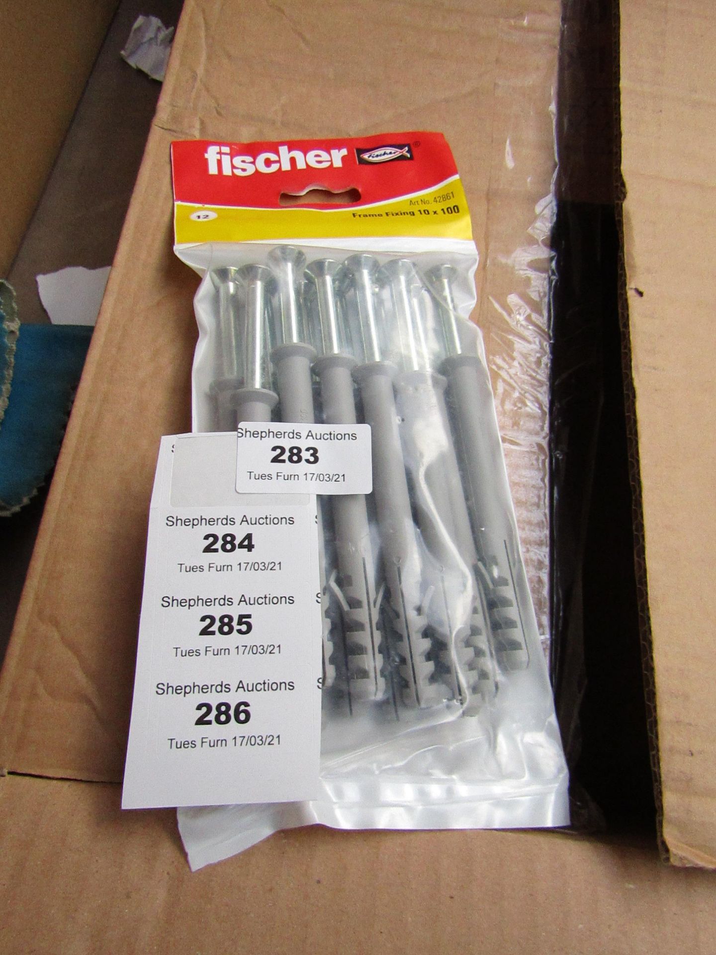 5x Packets of 12n Fischer 10x100 Frame Fixings - New & Packaged.