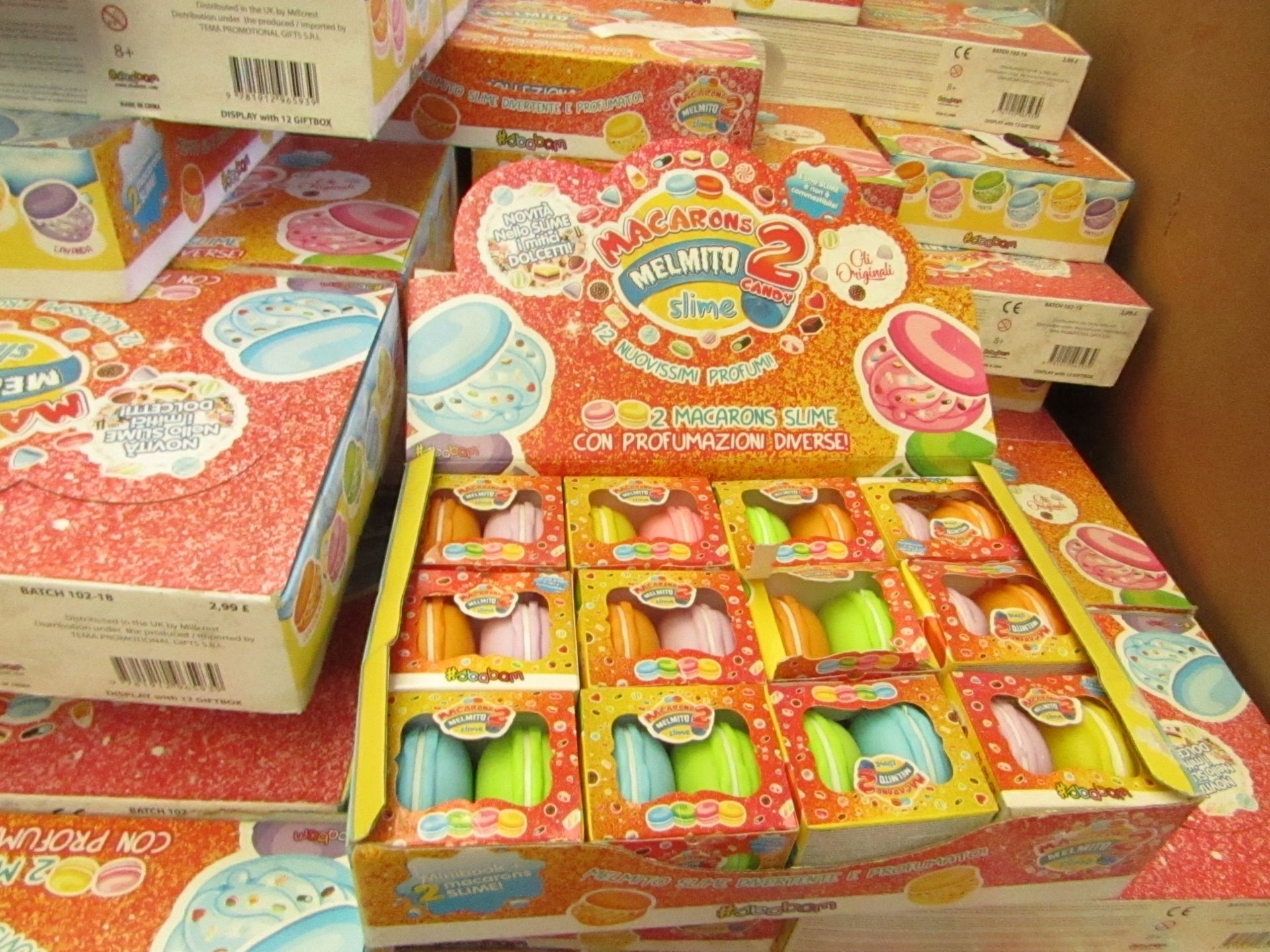 2 x Boxes of 12 Packs of 2 Macarons Slime - New & Boxed.