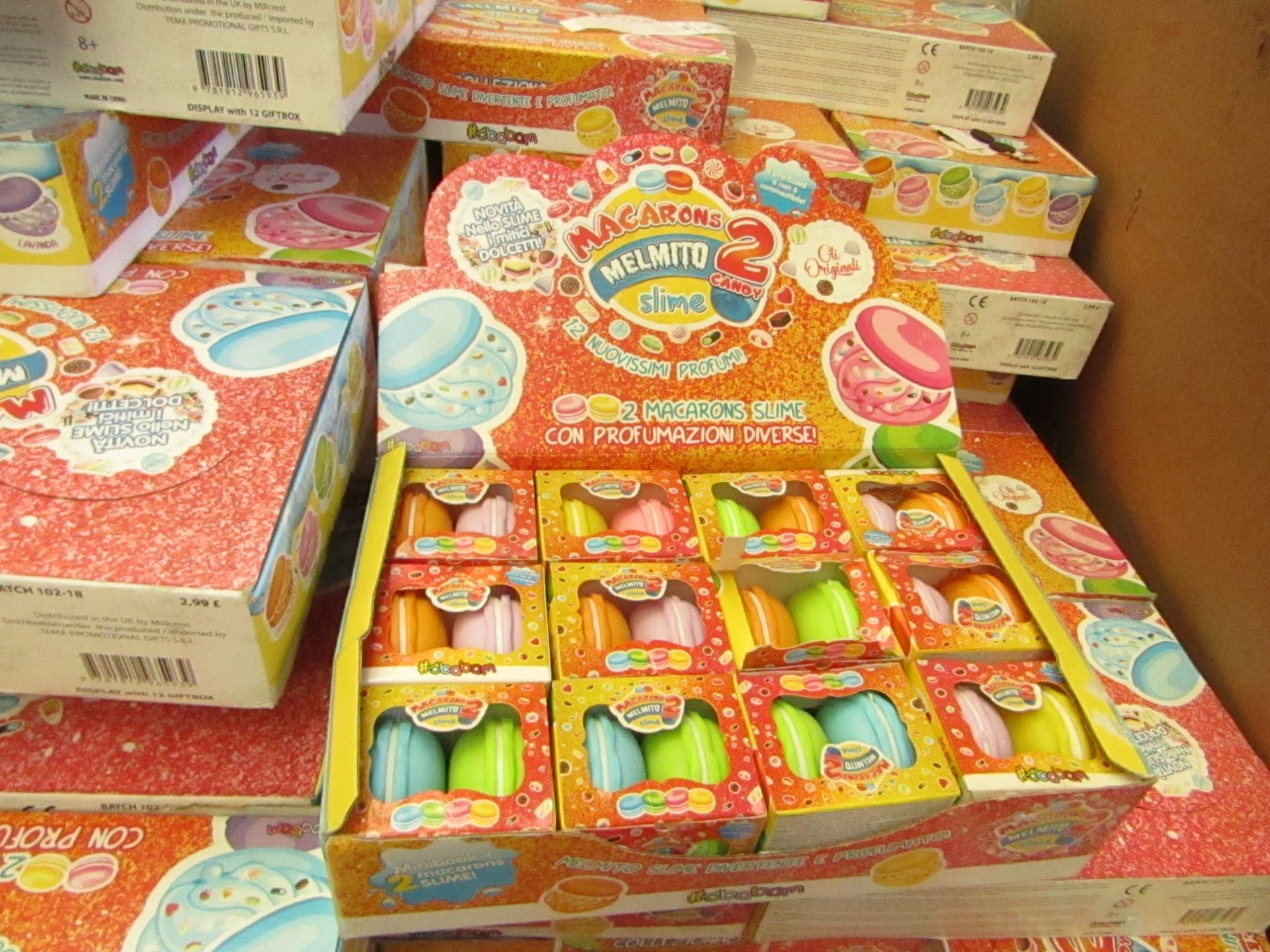 2 x Boxes of 12 Packs of 2 Macarons Slime - New & Boxed.