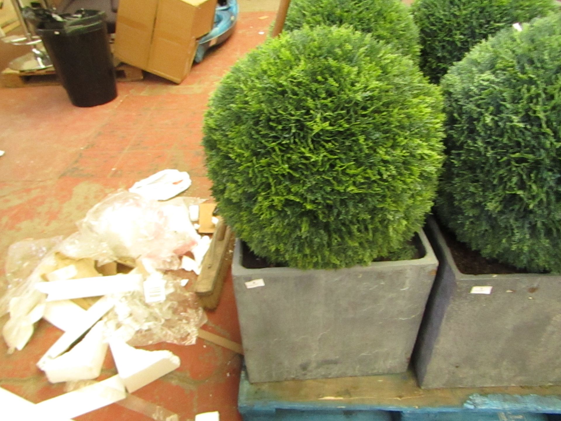 1 x Extra Large Buxus Faux Ball in Slate Pot approx 3ft in height RRP £149.00 (may have damage to