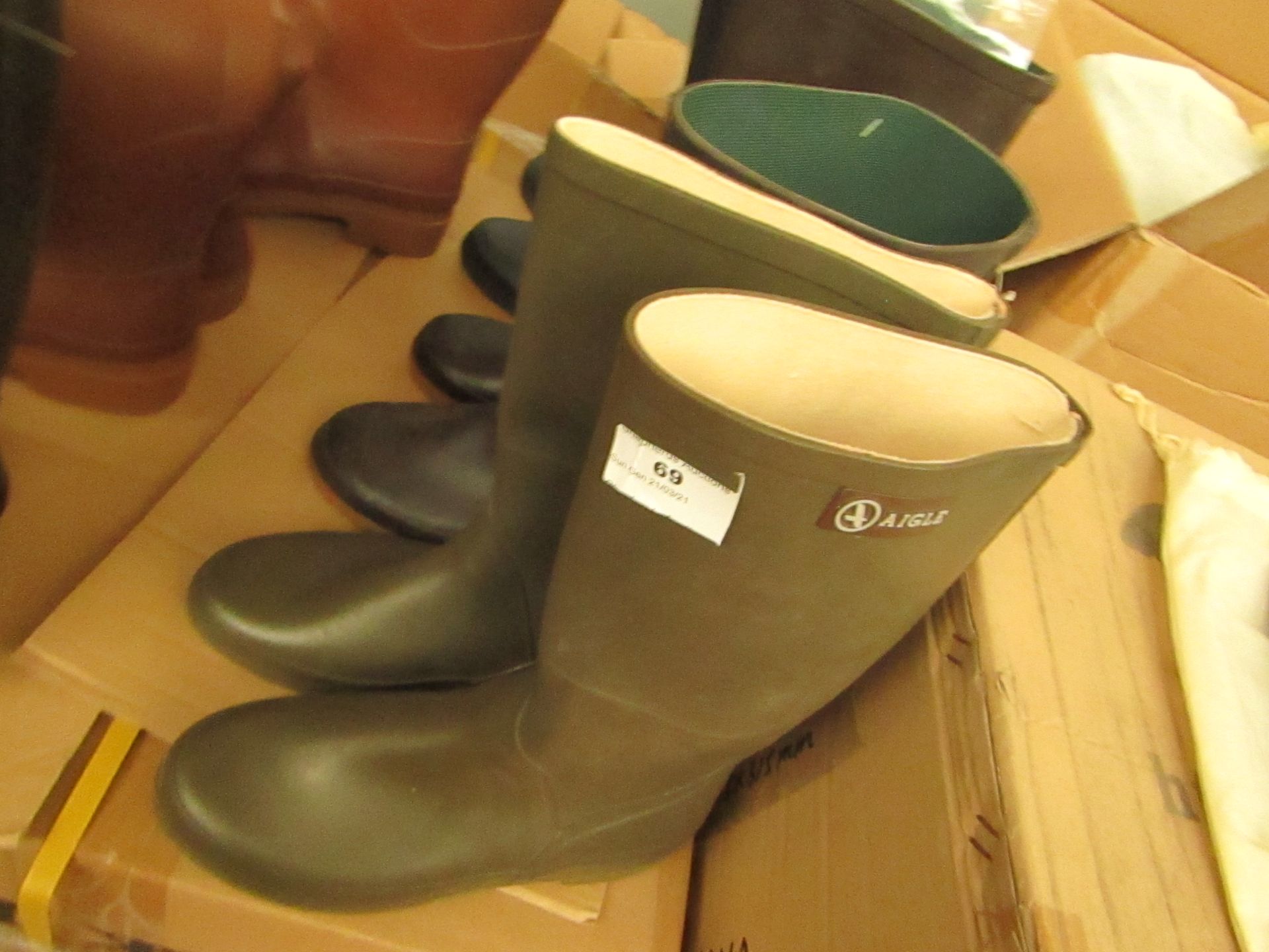 1 x Aigle Olive Boots size 38 RRP £70