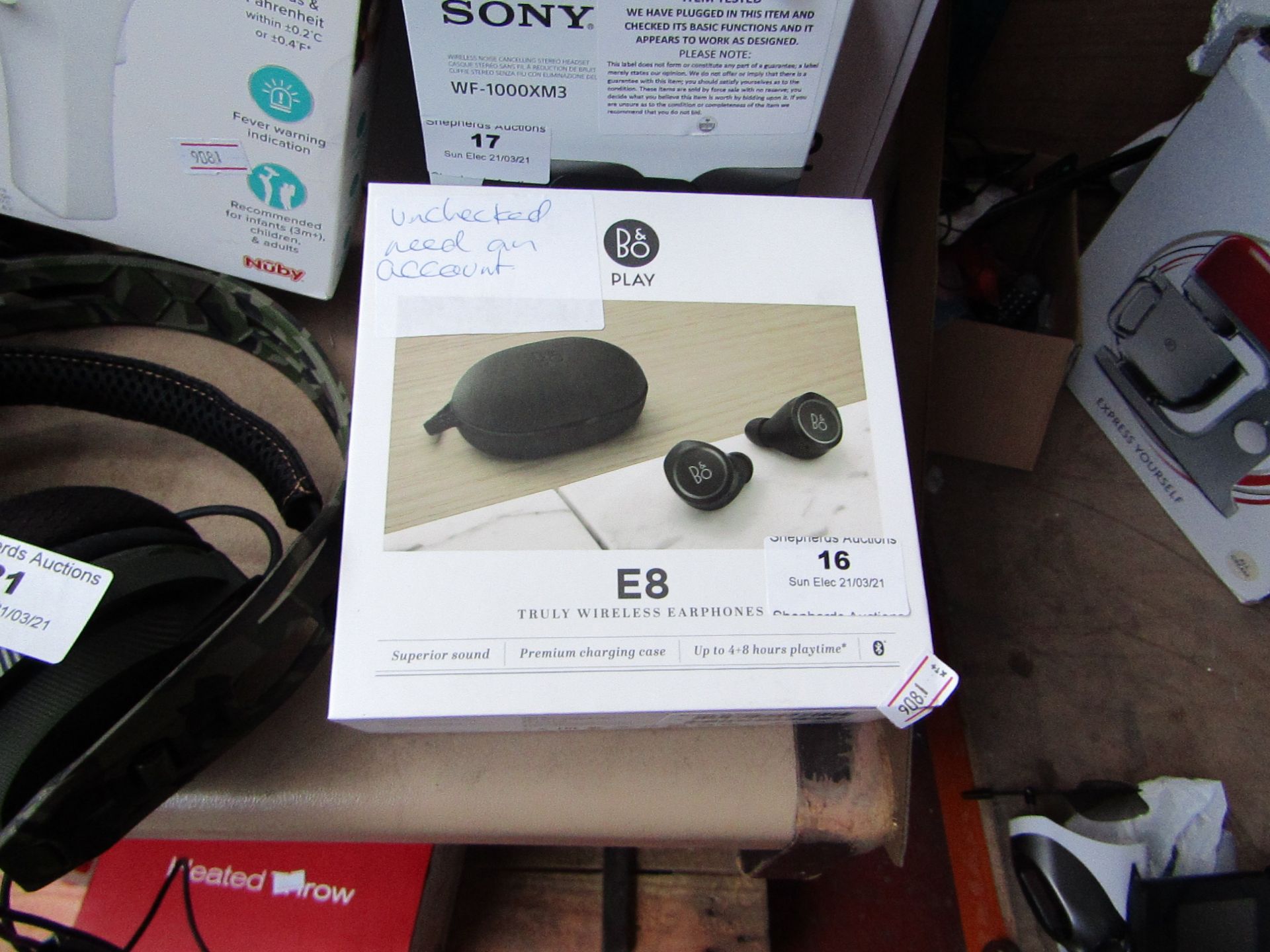 Bang and Olufsen Beoplay E8 wireless earphones, comes with charging case and original box, RRP for