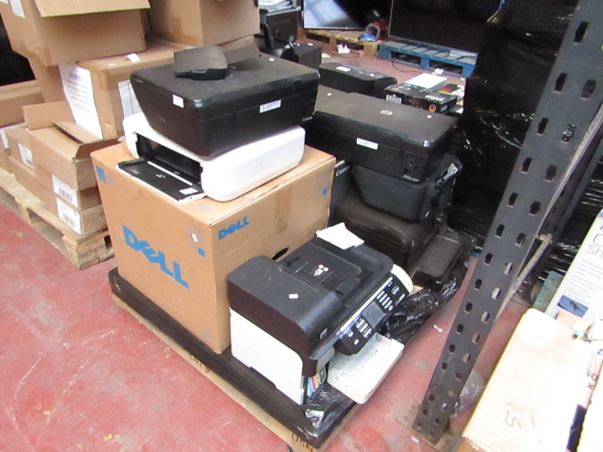 Pallet of 8 Various Printers, all unchecked but some loom to be missing parts, none appear to have