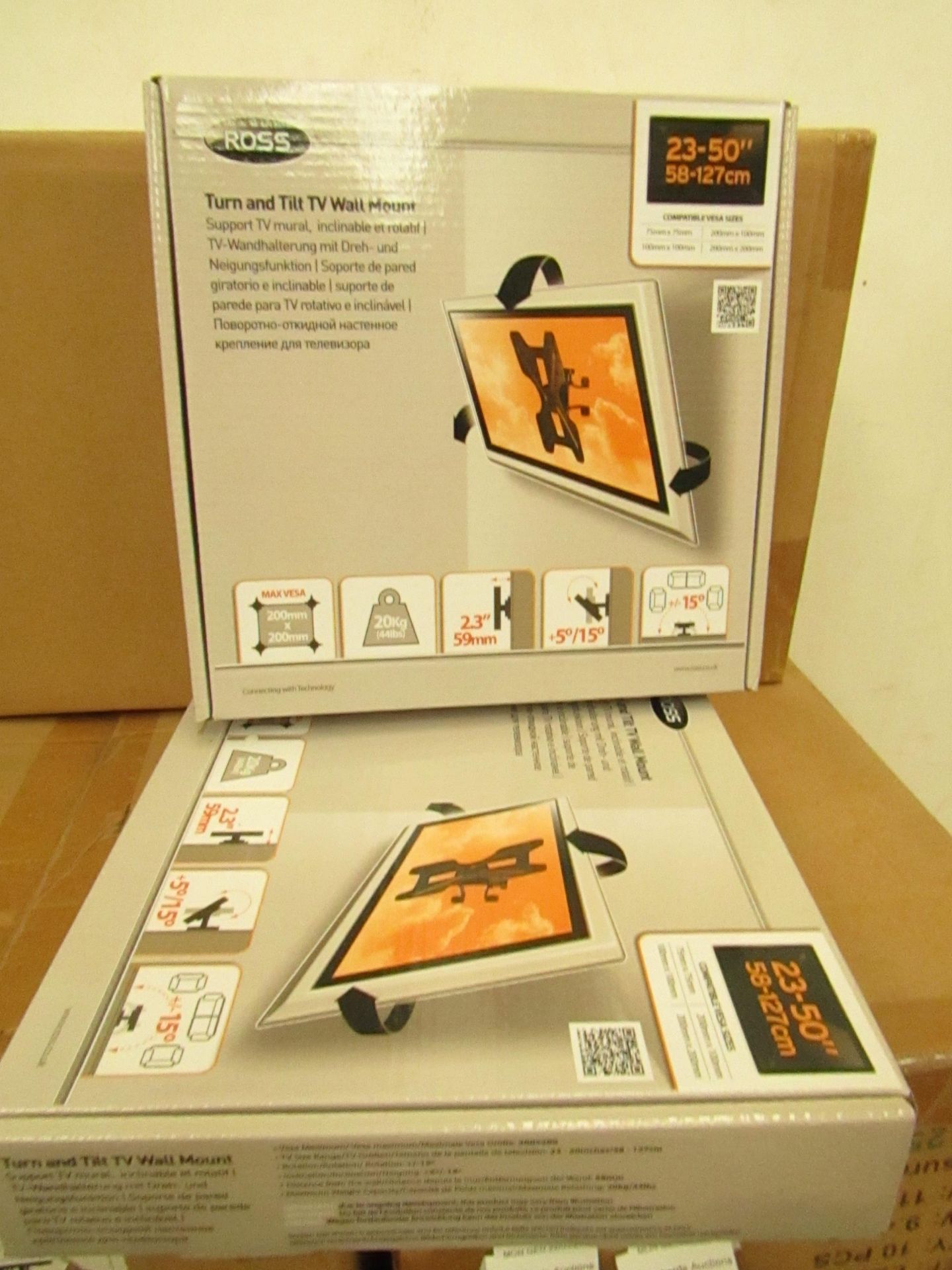 2x Ross - Turn & Tilt Tv Wall Mount 23 -50" - New & Boxed.