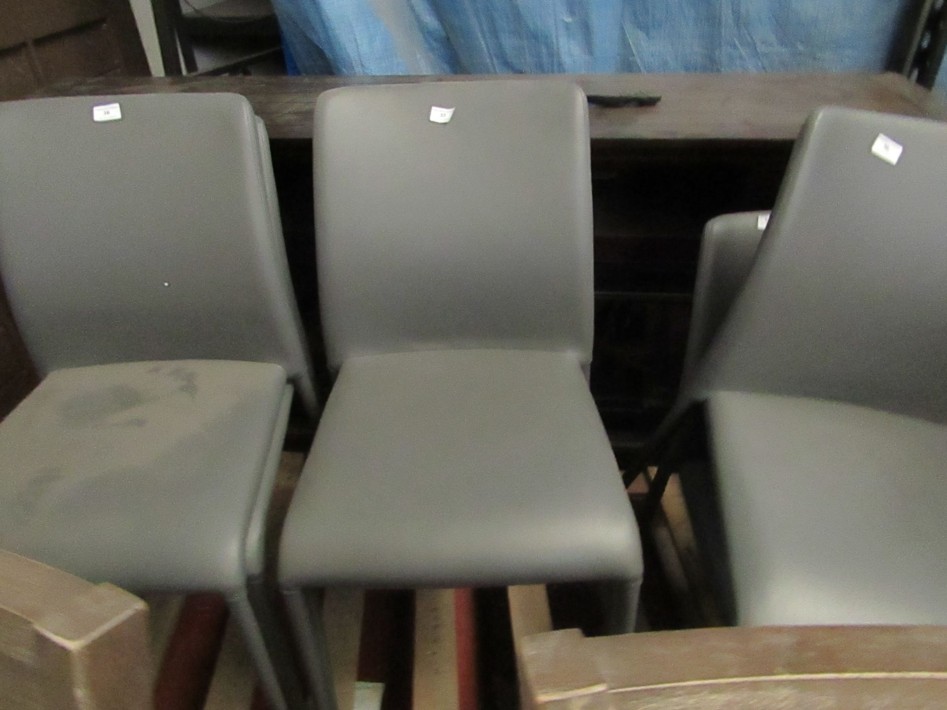 2x Dwell grey dining chairs, cople of small marks and scratches, RRP £99