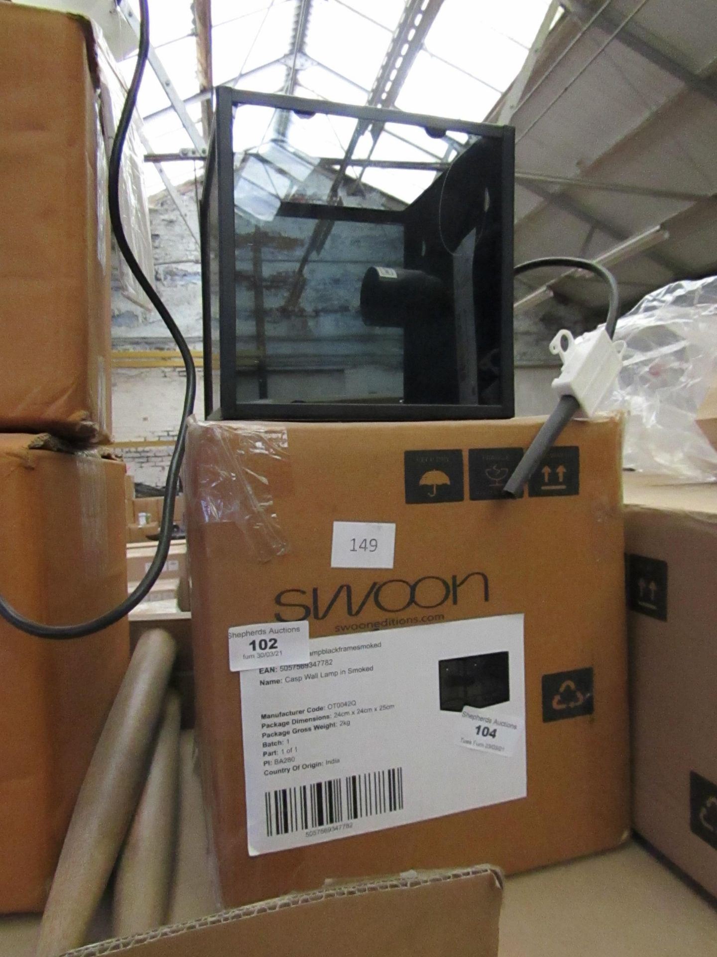 | 1X | SWOON CASP WALL LAMP IN SMOKED | UNCHECKED & BOXED | RRP £- |