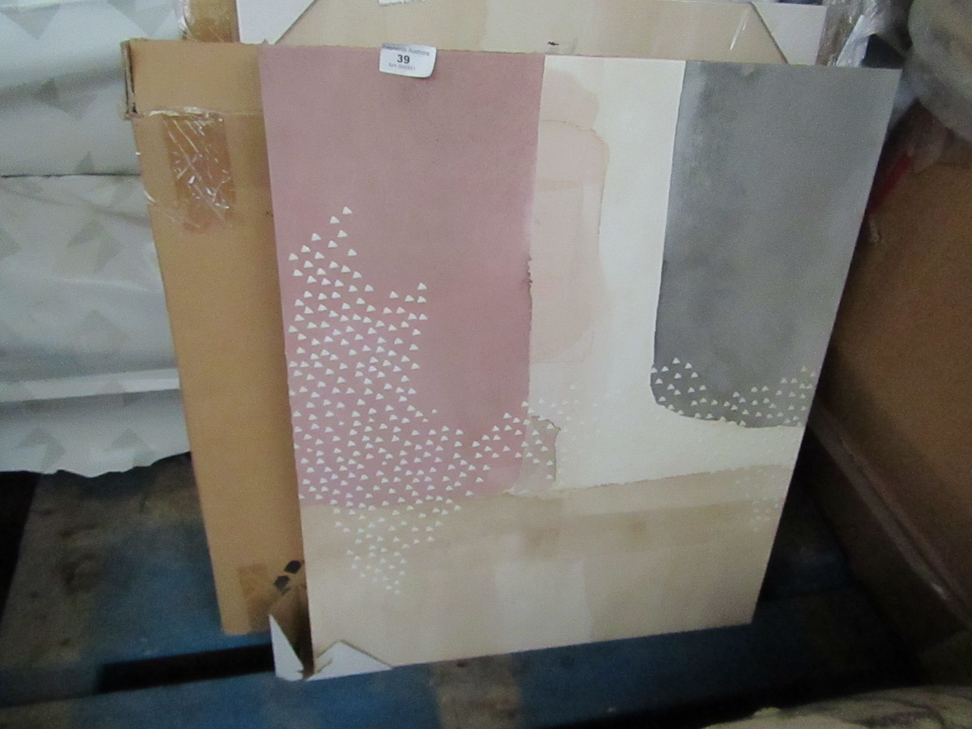 | 1x | COX & COX BLUSH CUBIC ABSTRACT PRINTED CANVAS'S SET OF 2 50X60CM | GOOD CONDITION HOWEVER