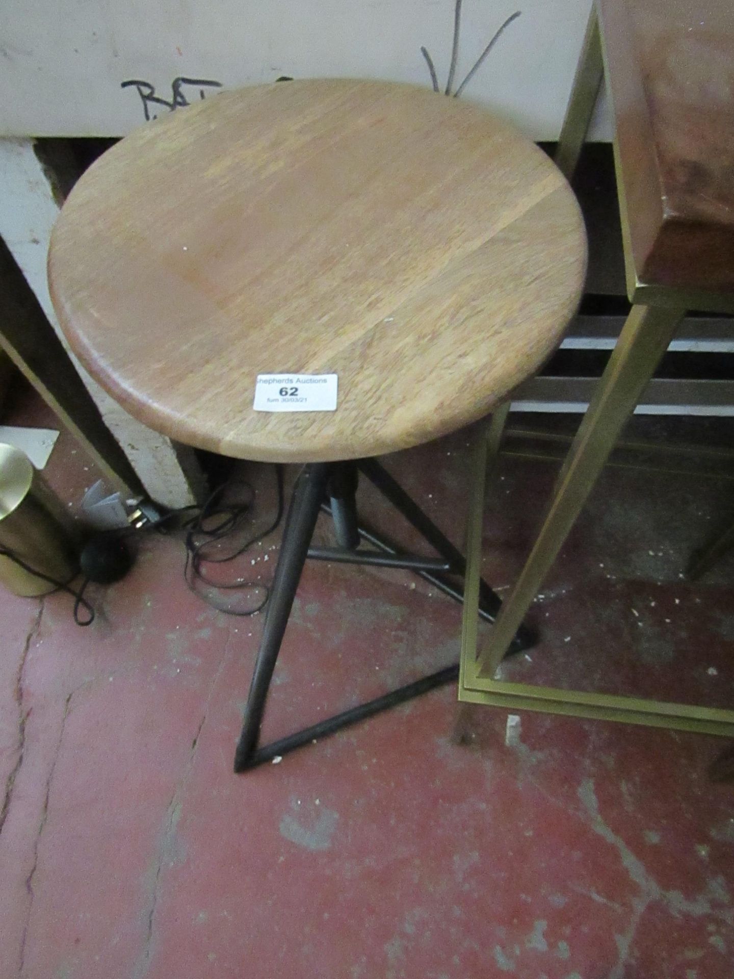 | 1X | SWOON THIBAUT BAR STOOL, BLACK STEEL & NATURAL MANGO WOOD | LOOKS TO BE IN GOOD CONDITION