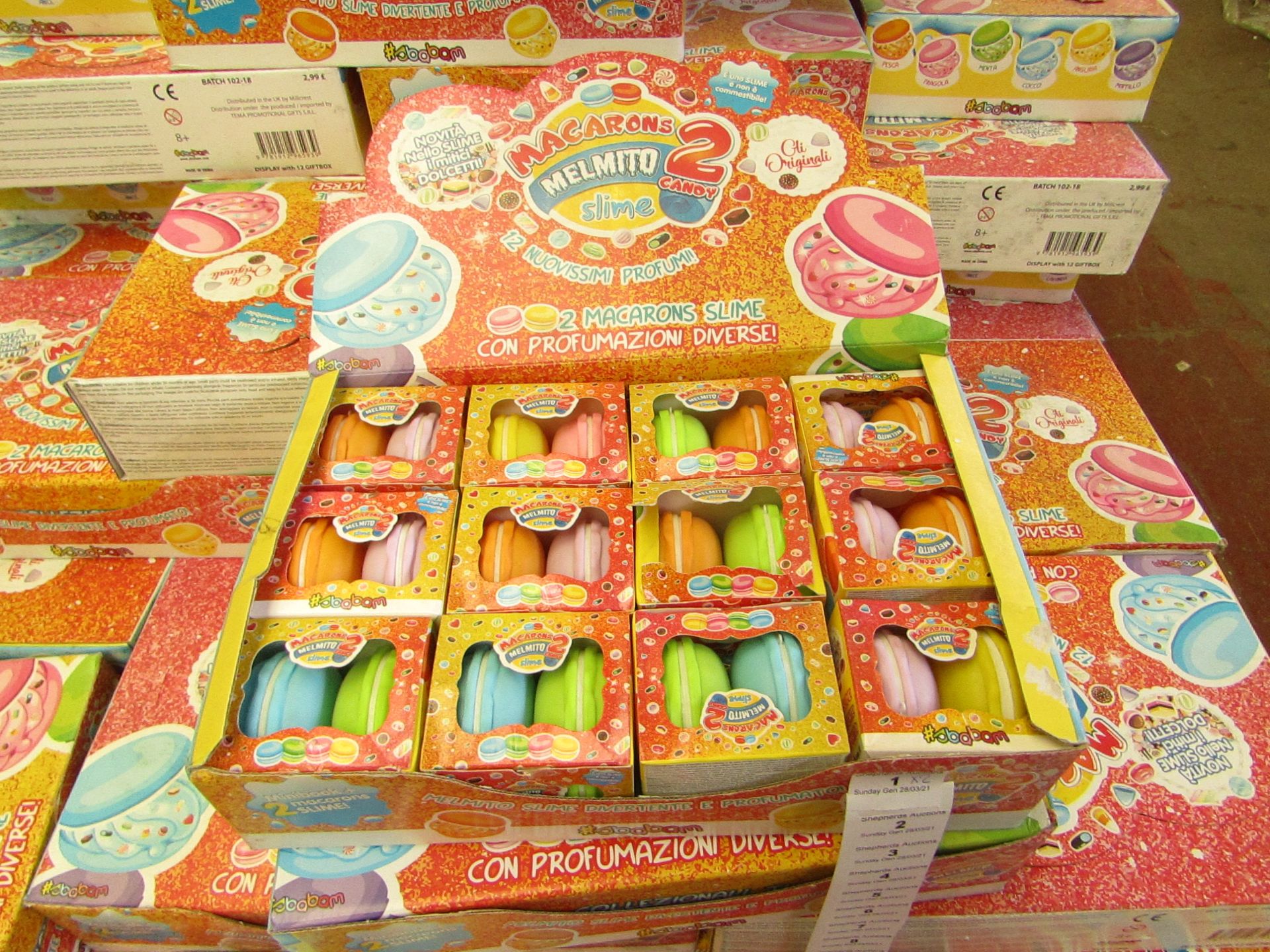 2 x Boxes of 12 Packs of 2 Macarons Slime - New & Boxed.