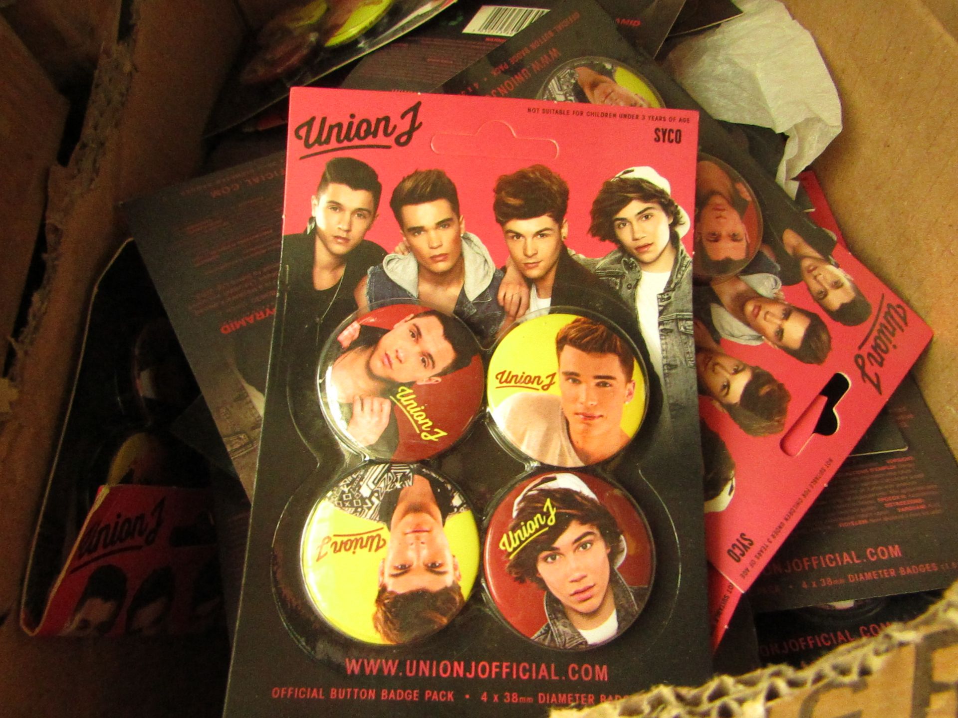 3x Union J - Button Badge Pack - New & Packaged.