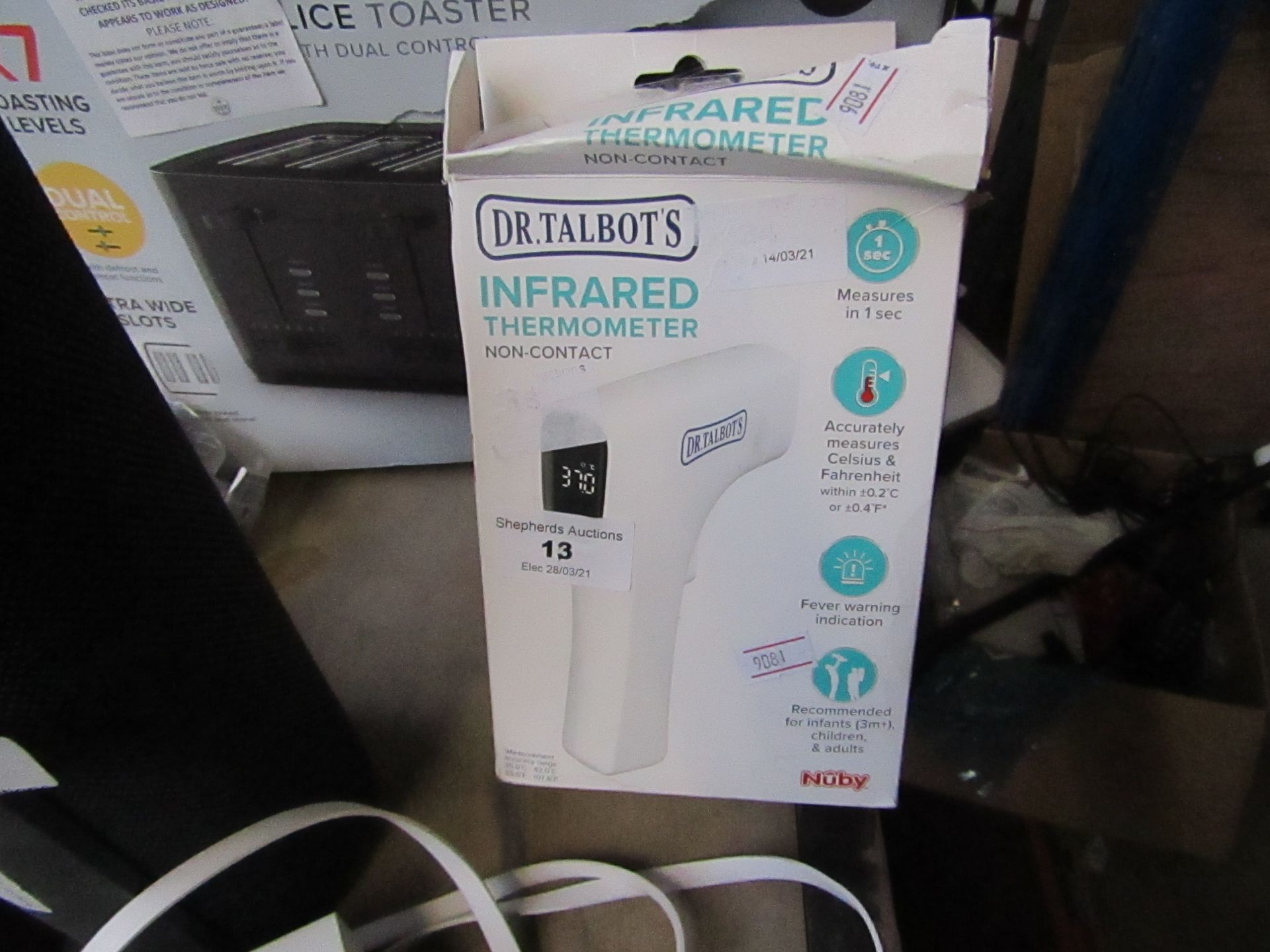 Dr Tablots Infrared Thermometer, unchecked and boxed