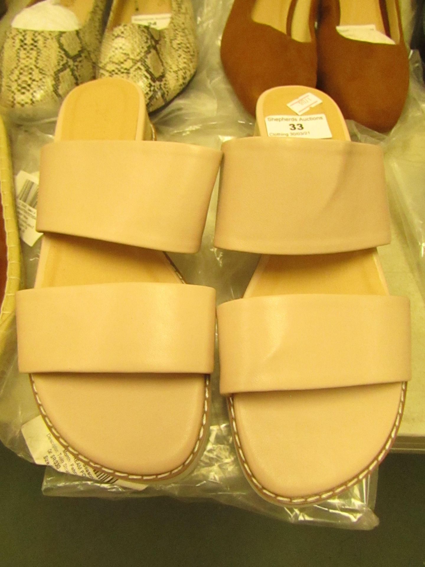 1 x JD Williams Twin Strap Nude Wedge Sandals size 4 new see image for style