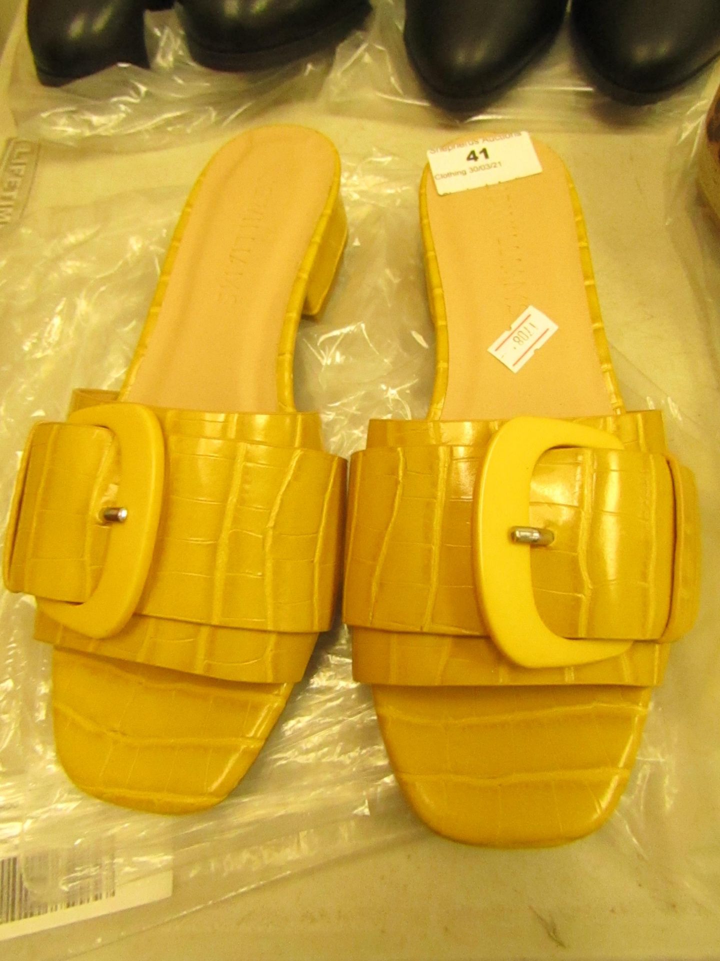 1 x JD Williams Flexi Sole Ochre  Buckle Mule Sandals size 4 new see image for style