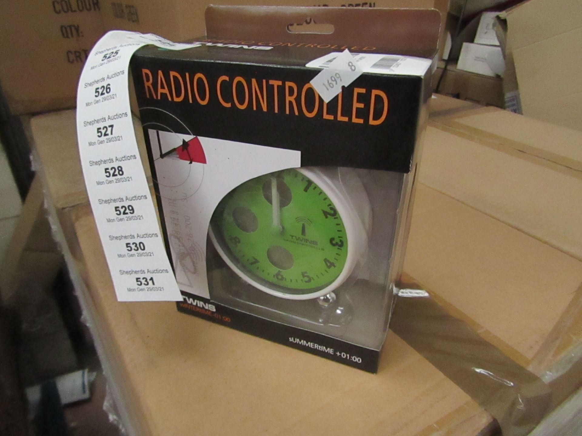 20x Twins - Small Green Radio Controlled Clock's - All Unused & Boxed.
