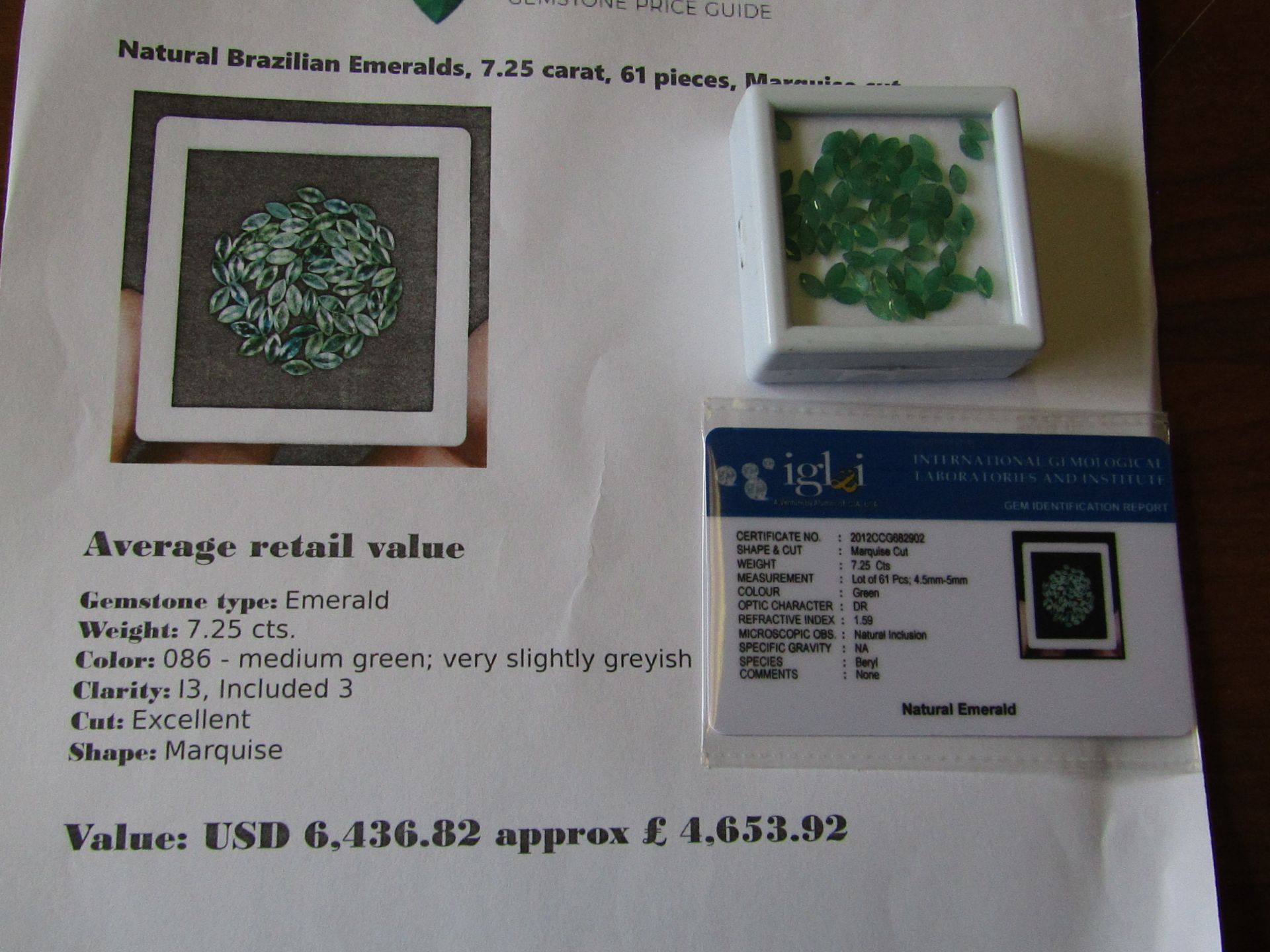 IGL&I certified - Natural Brazilian Emeralds - 7.25 carats - 61 pieces - Average retail value £4,