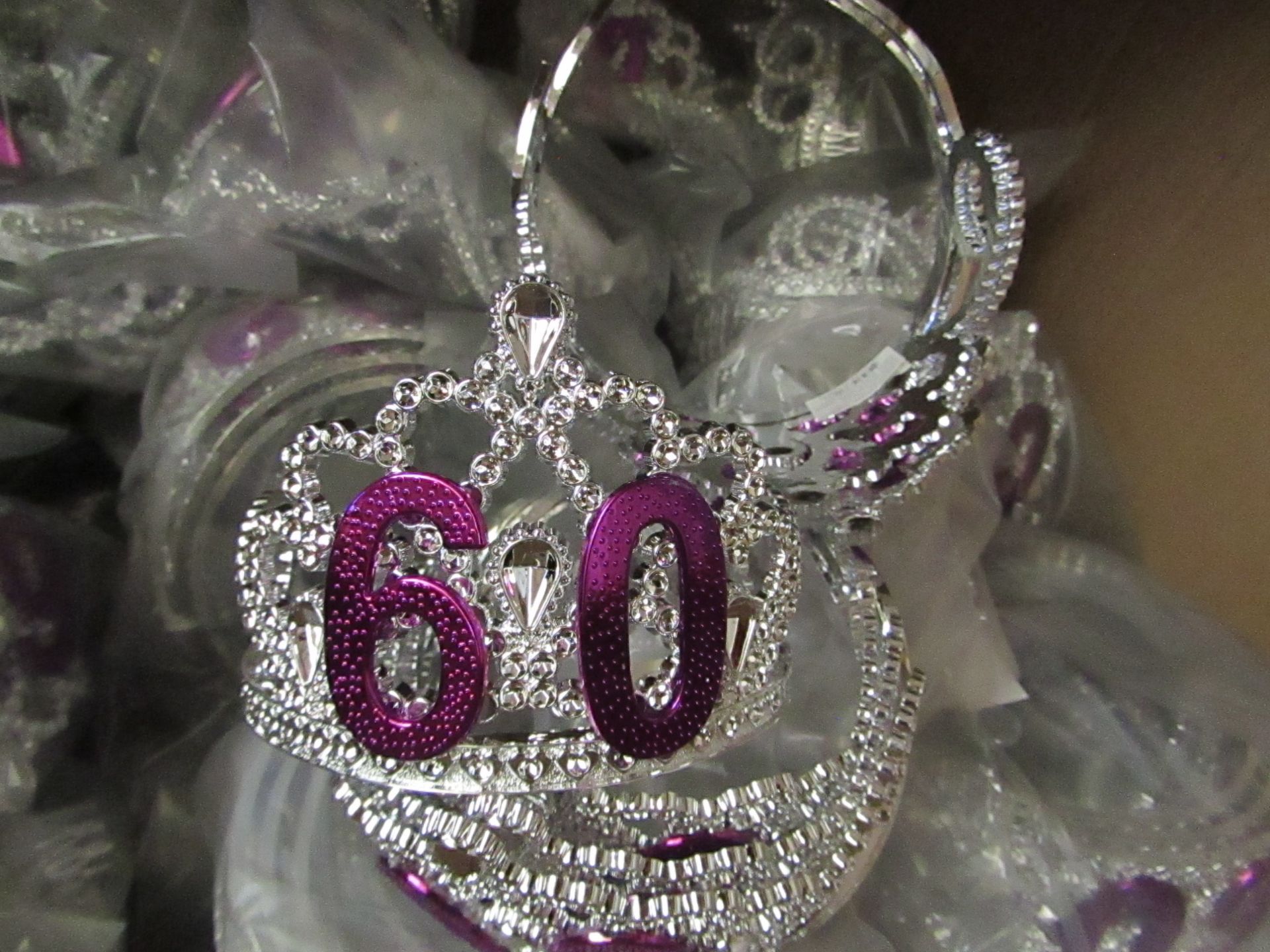 Pack of 6x '60' Silver Tiara - New & Packaged.