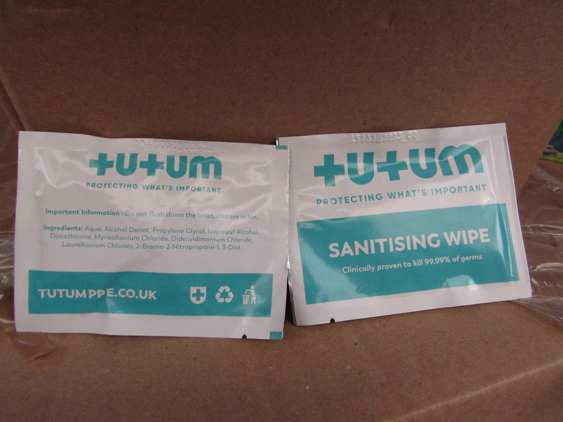 500 x Sachets Tutumpee +U+UM Single Use - Sanitising Wipes - New & Boxed.