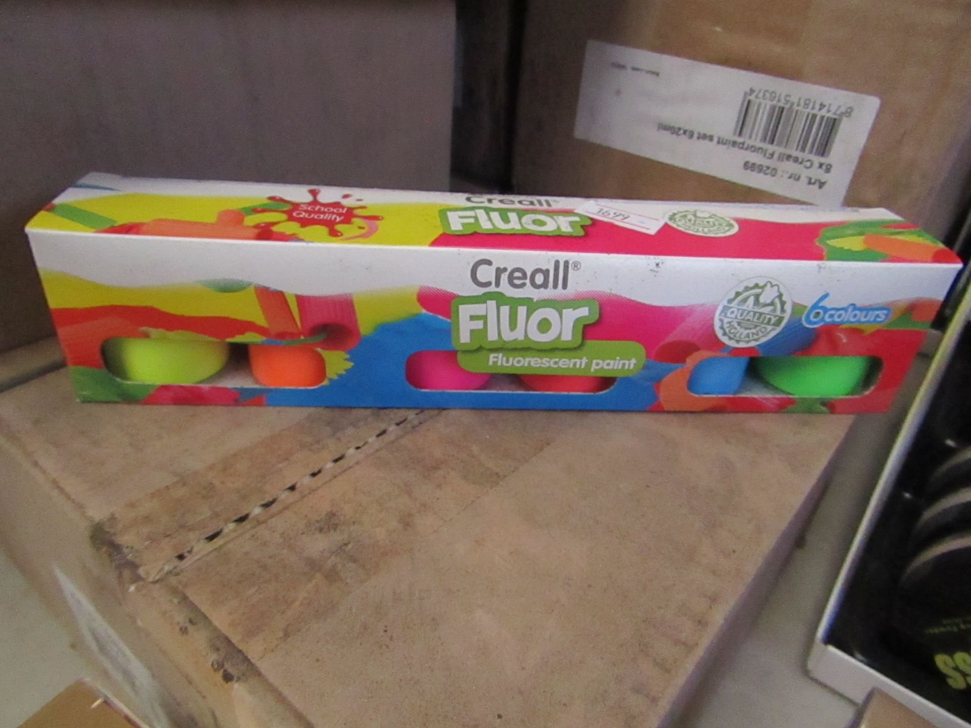 Box of 8x Packs of 6x 20ml Creall Fluor Fluorescent paints, new