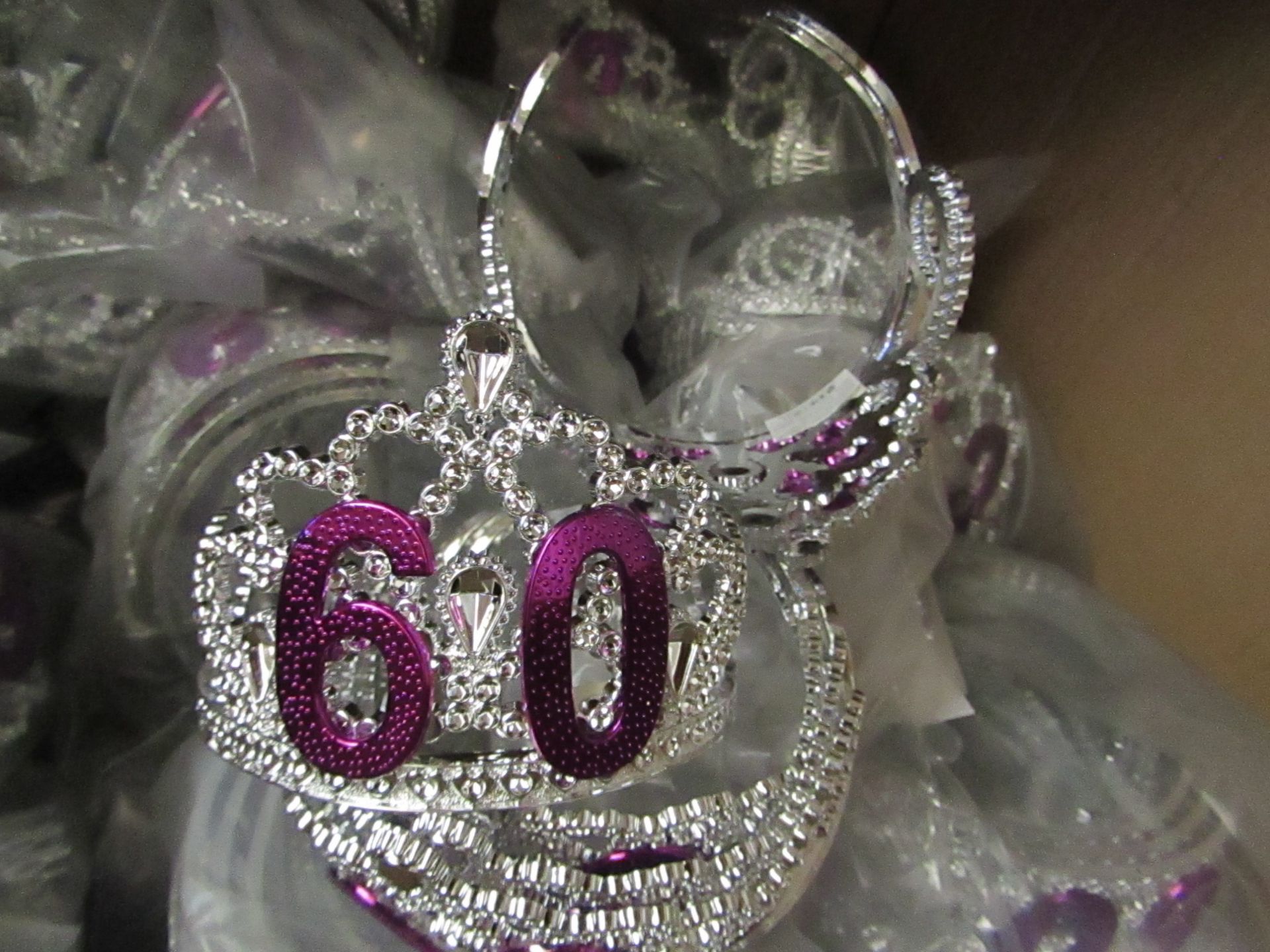 Pack of 6x '60' Silver Tiara - New & Packaged.