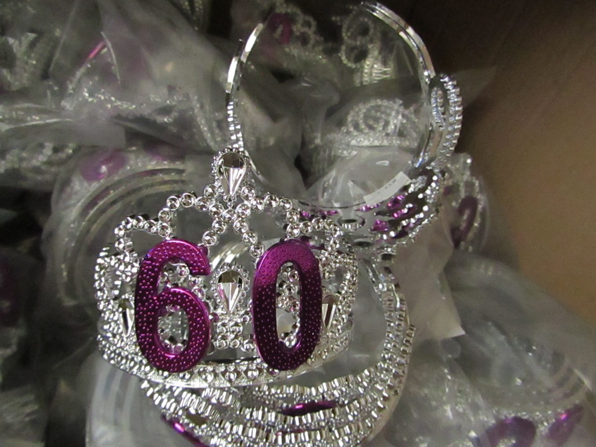 Pack of 6x '60' Silver Tiara - New & Packaged.