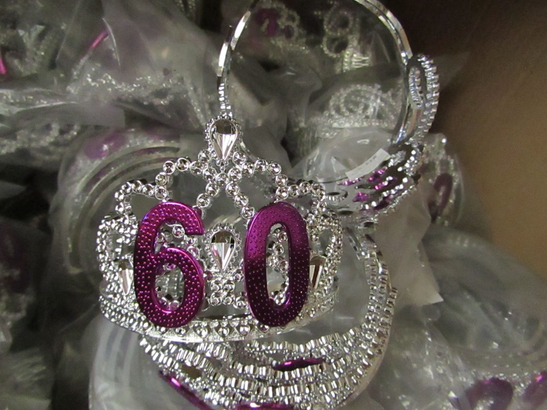 Pack of 6x '60' Silver Tiara - New & Packaged.