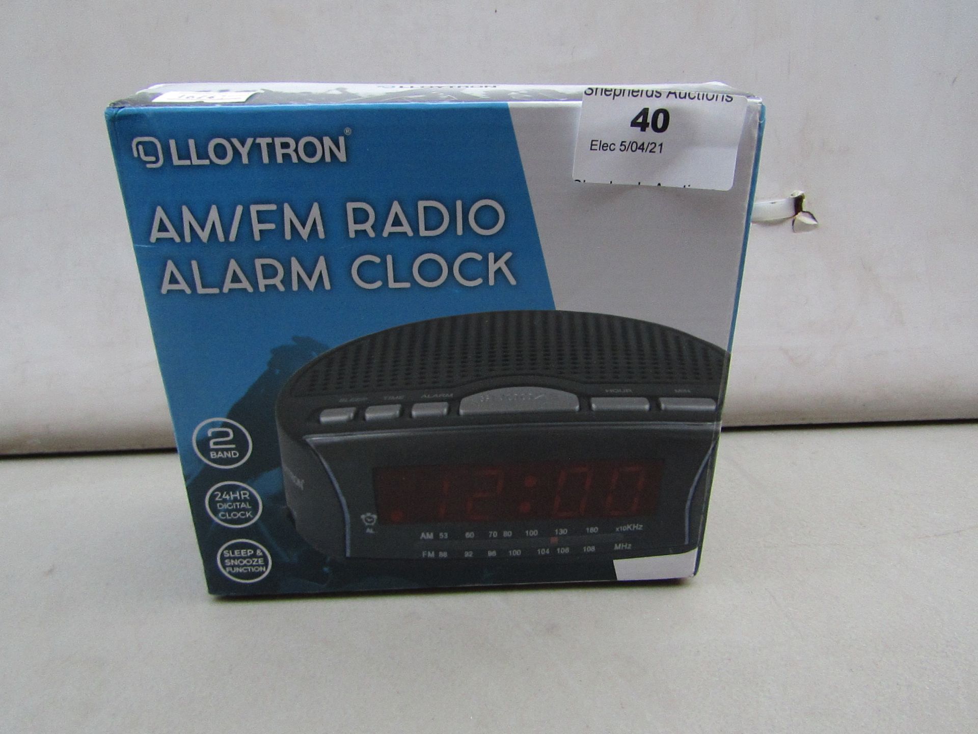 LLOYTON AM/FM Radio Alarm Clock Unchecked & Boxed