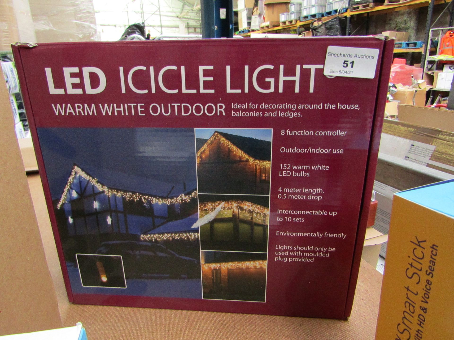 LED ICICLE Light WARM White Outdoor Lights Unchecked & Boxed