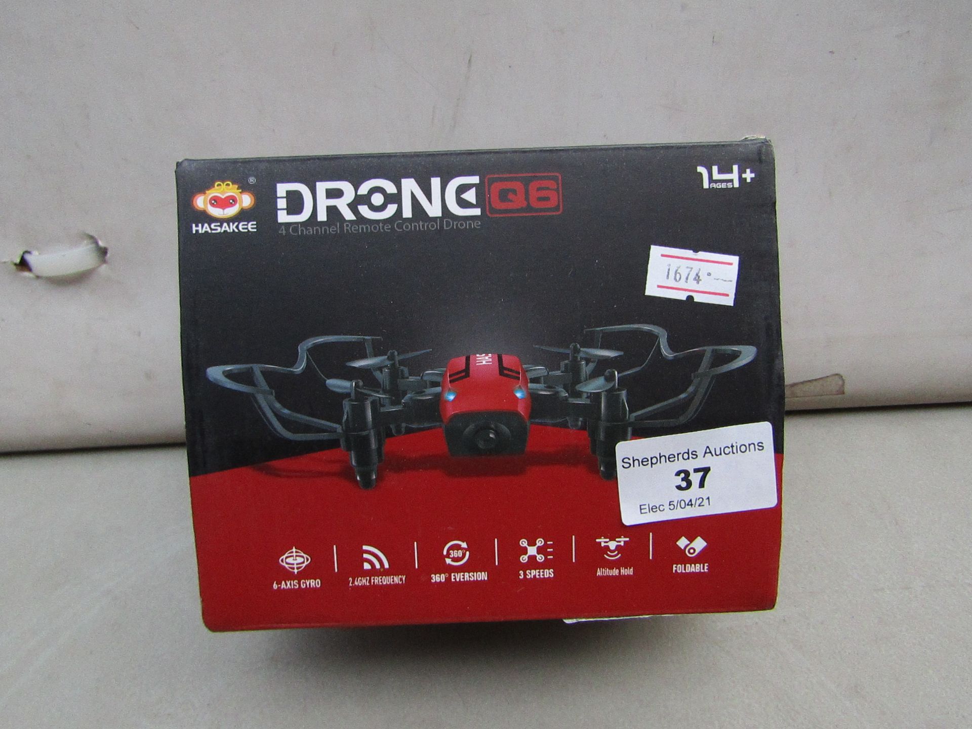 Drone Q6 4 Channel Remote Control Drone Untested & Boxed